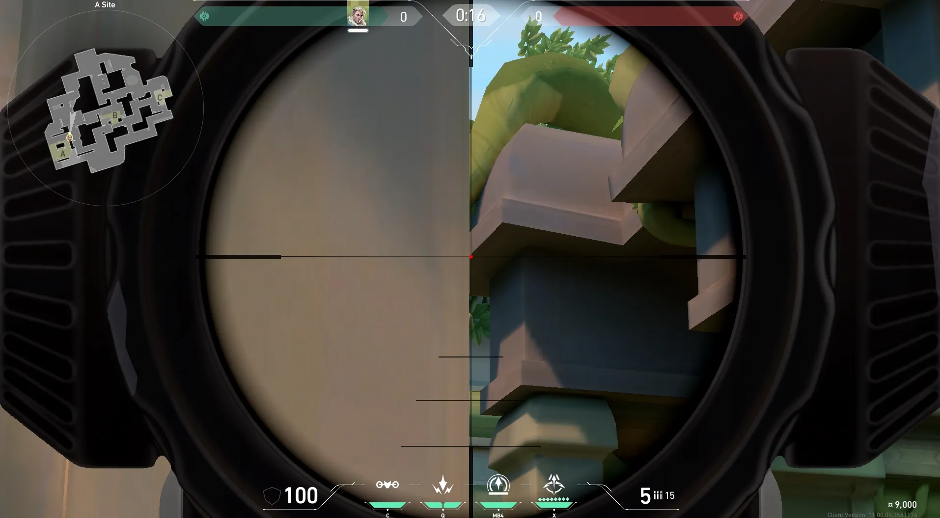 Sova Recon Bolt on Lotus Attack Site A — step 3 of 4: Aim — line up the shot