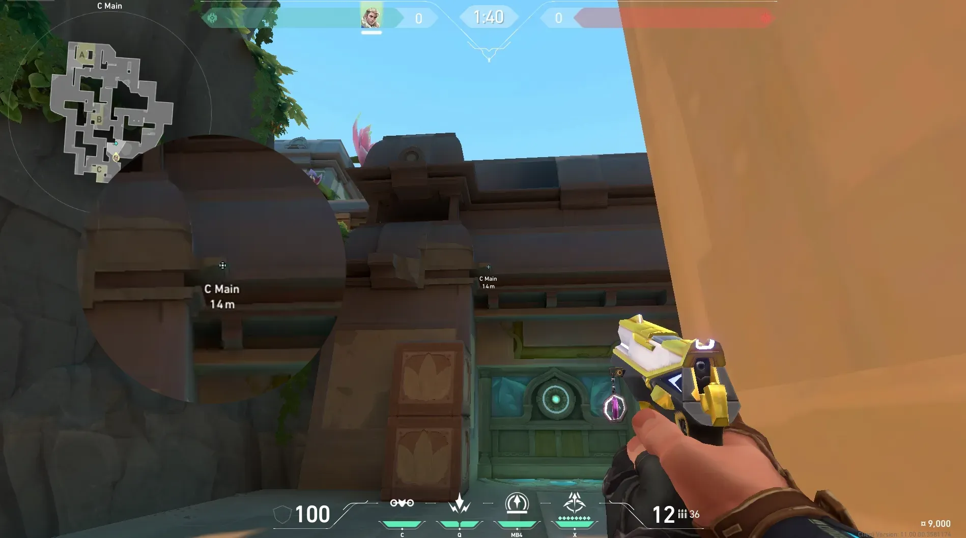 Sova Recon Bolt on Lotus Attack Site A — step 2 of 5: Aim — line up the shot