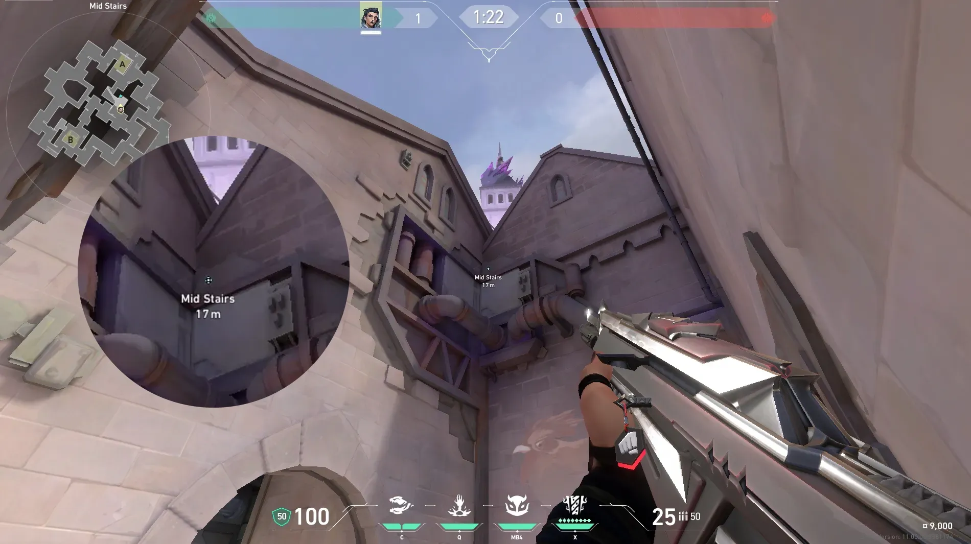 Fade Haunt on Corrode Attack Site A — step 2 of 4: Aim — line up the shot