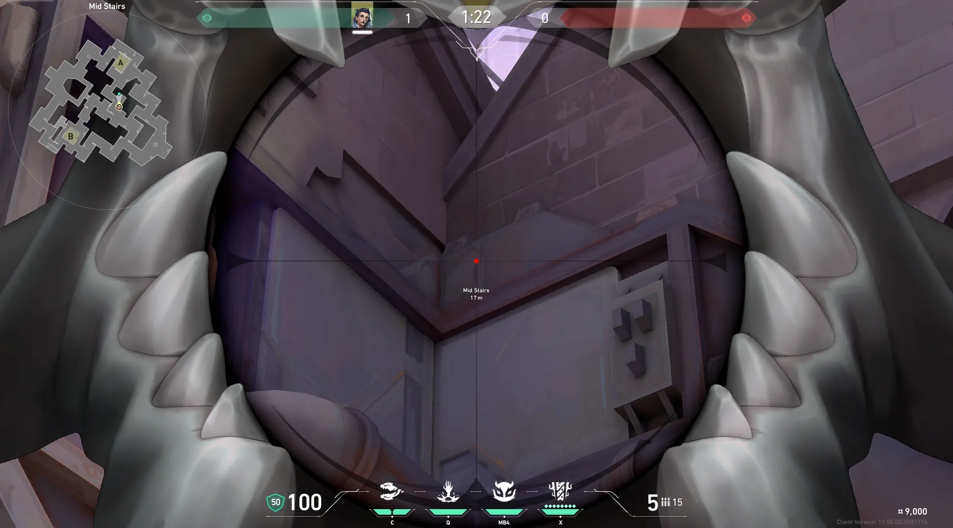 Fade Haunt on Corrode Attack Site A — step 3 of 4: Aim — line up the shot