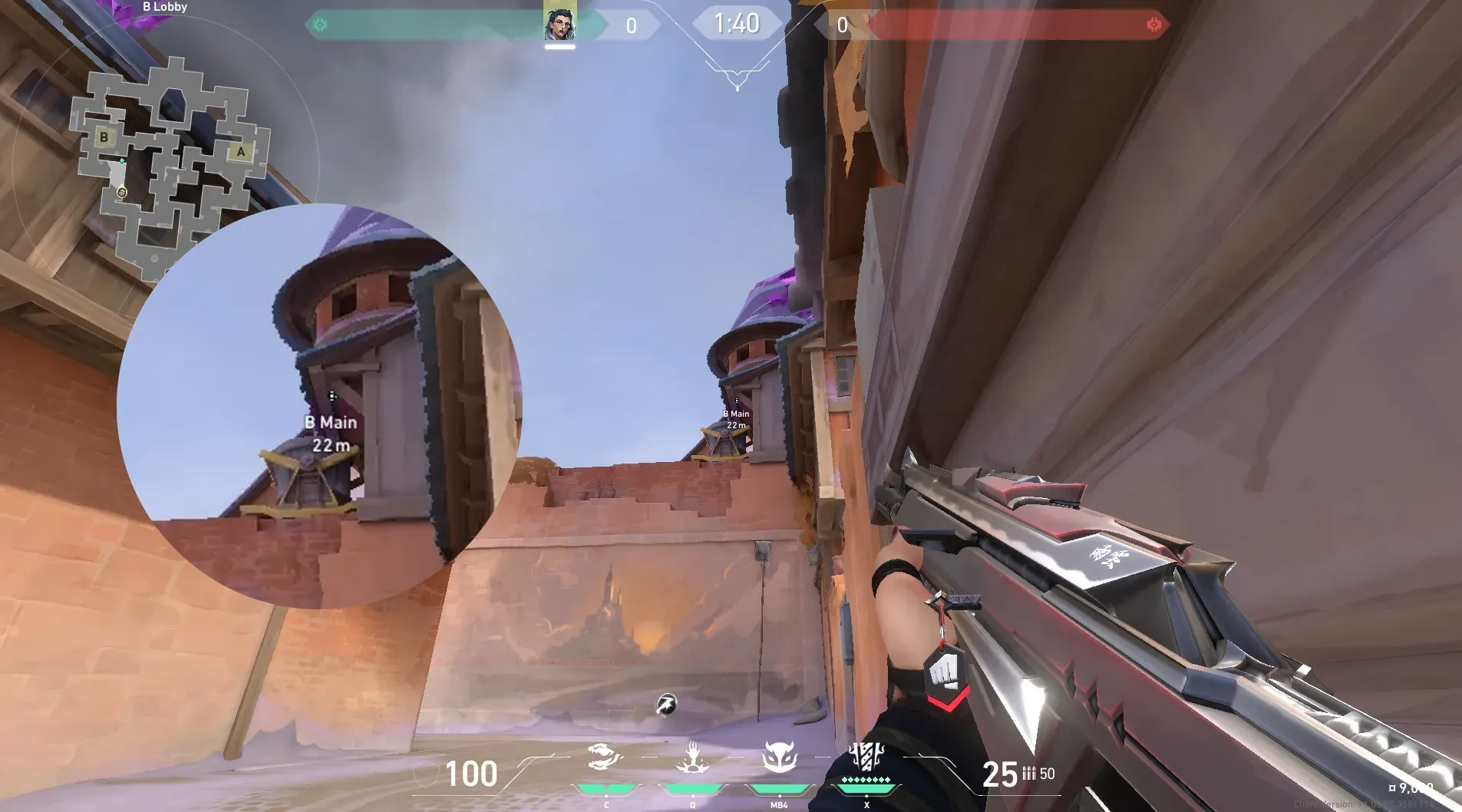 Fade Haunt on Corrode Attack Site B — step 3 of 6: Aim — line up the shot