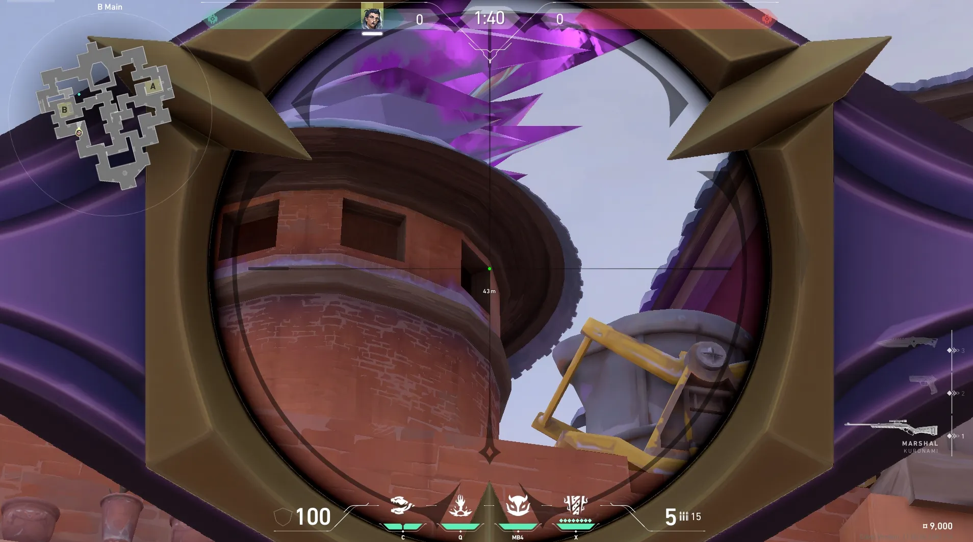 Fade Haunt on Corrode Attack Site B — step 3 of 7: Aim — line up the shot