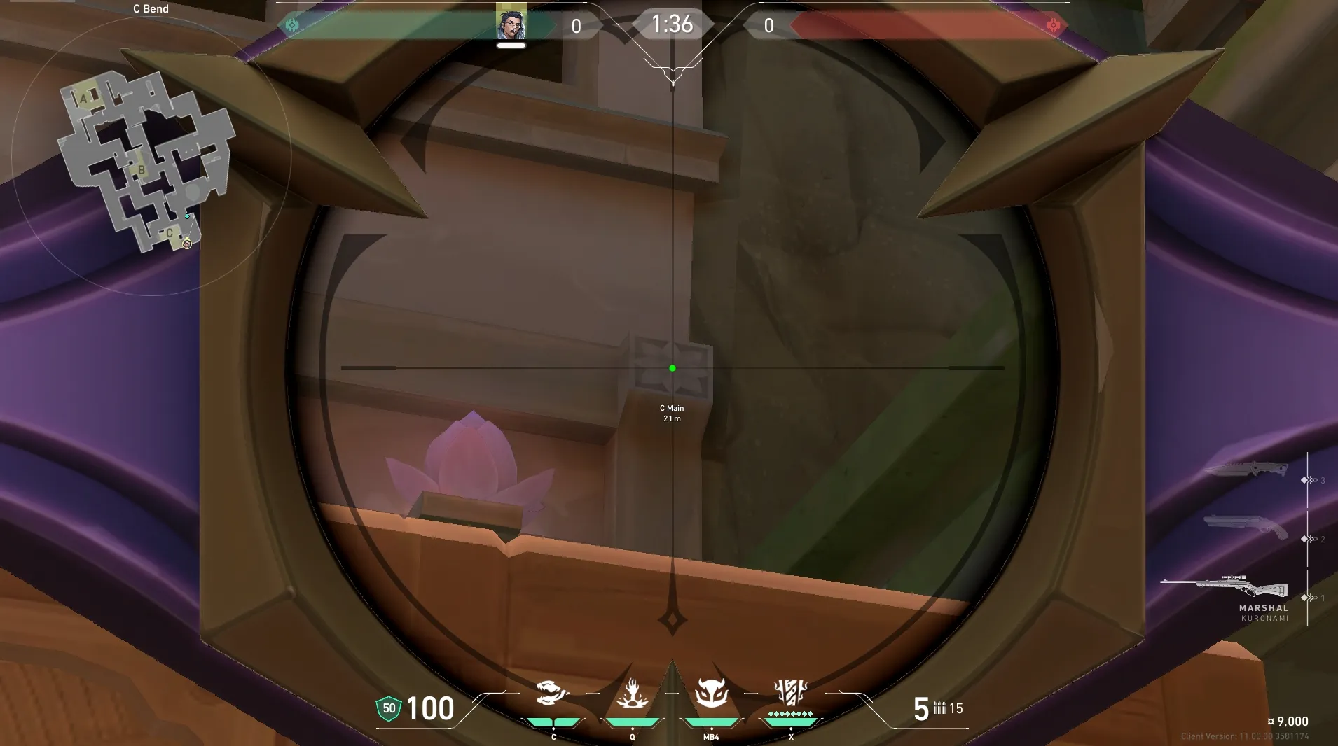Fade Haunt on Lotus Defense Site C — step 3 of 5: Aim — line up the shot
