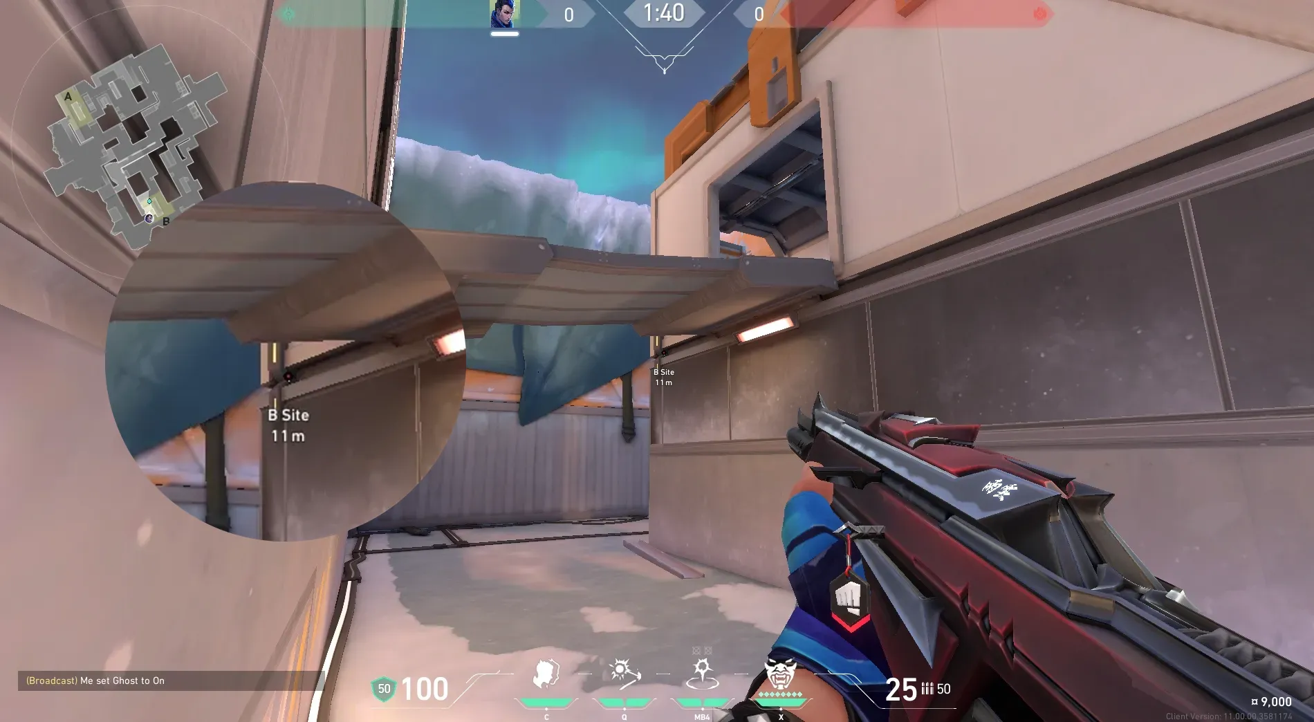 Yoru Gatecrash on Icebox Defense Site B — step 2 of 4: Aim — line up the shot