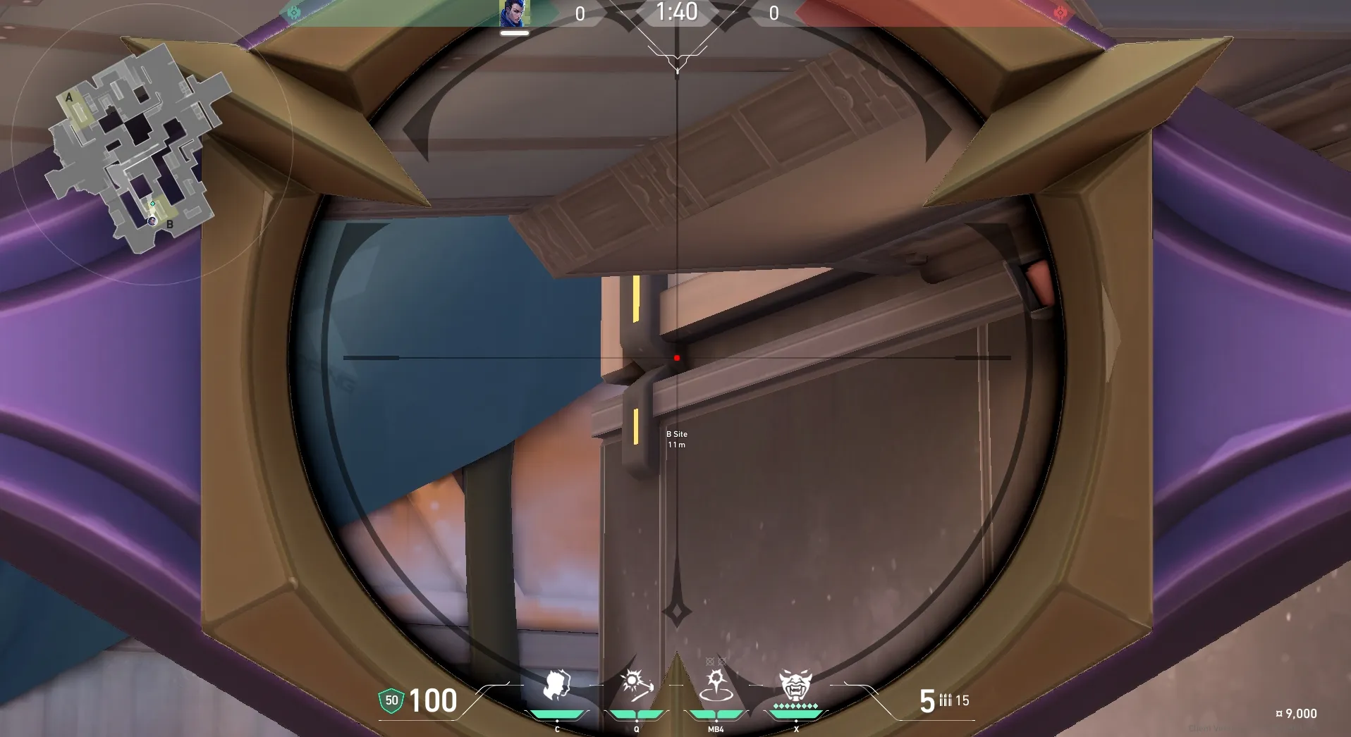 Yoru Gatecrash on Icebox Defense Site B — step 3 of 4: Aim — line up the shot