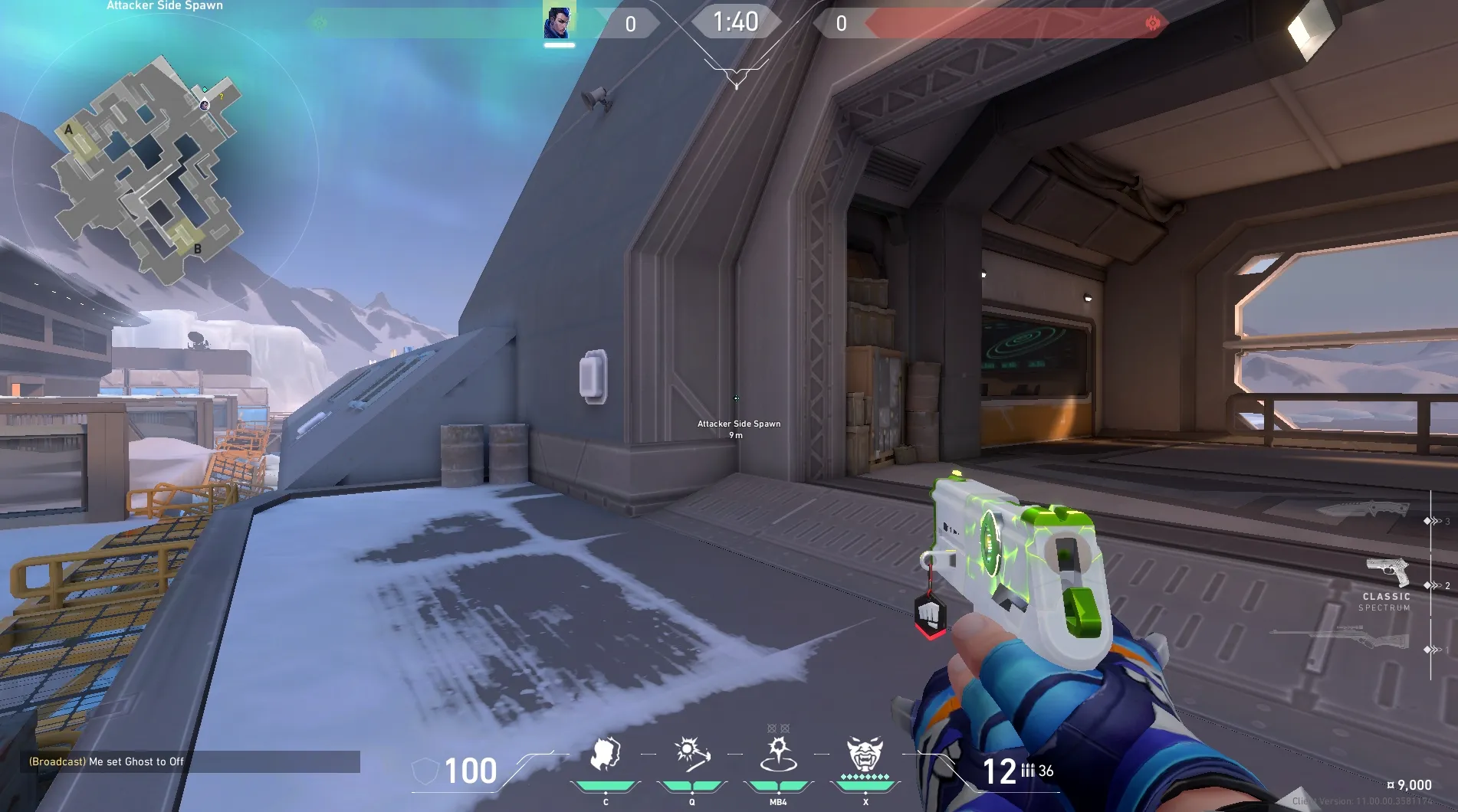 Attacker Spawn to B Snowman — Yoru lineup on Icebox