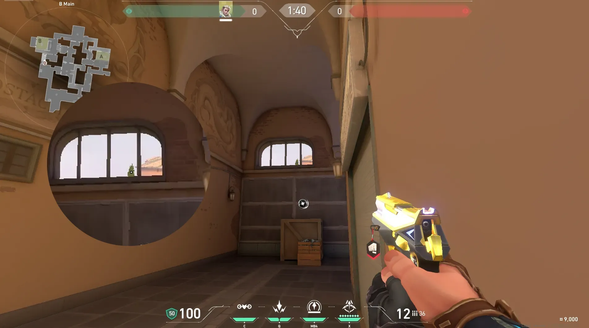 Sova Recon Bolt on Ascent Attack Site B — step 3 of 5: Aim — line up the shot
