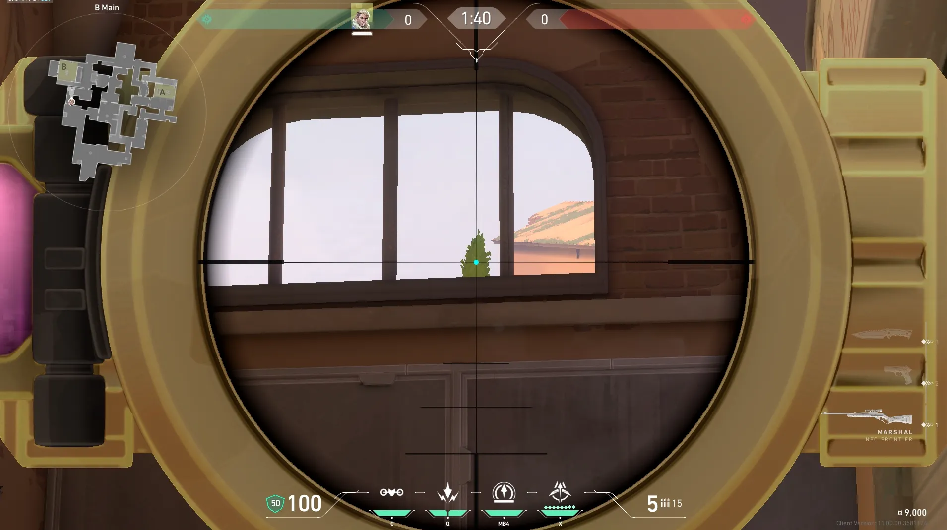 Sova Recon Bolt on Ascent Attack Site B — step 4 of 5: Aim — line up the shot