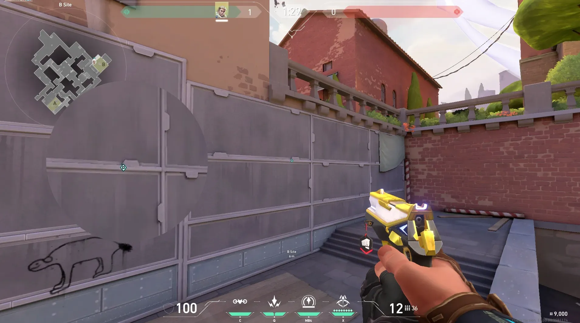 Sova Recon Bolt on Ascent Defense Site B — step 3 of 7: Aim — line up the shot