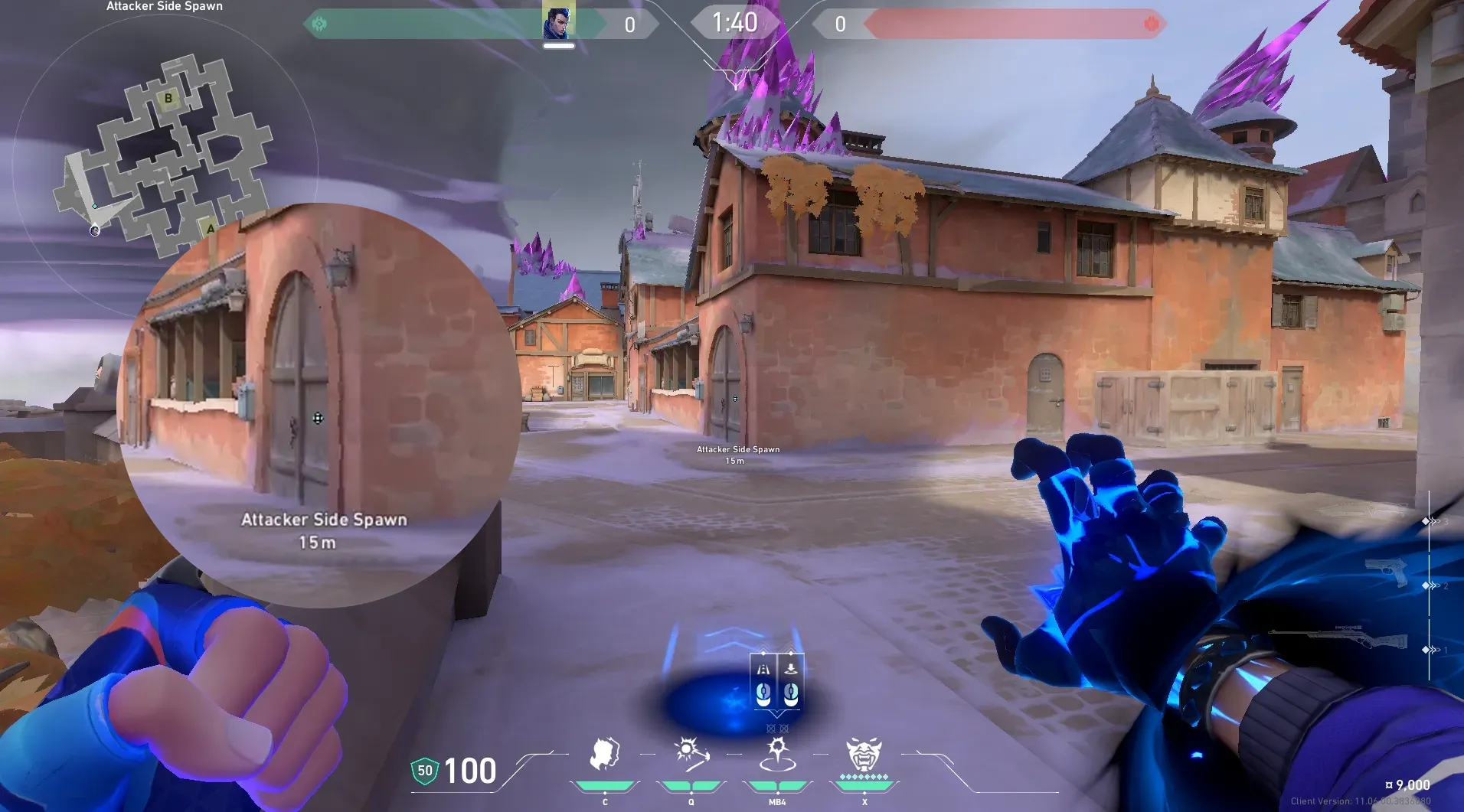 Yoru Gatecrash on Corrode Attack Site B — step 2 of 4: Aim — line up the shot