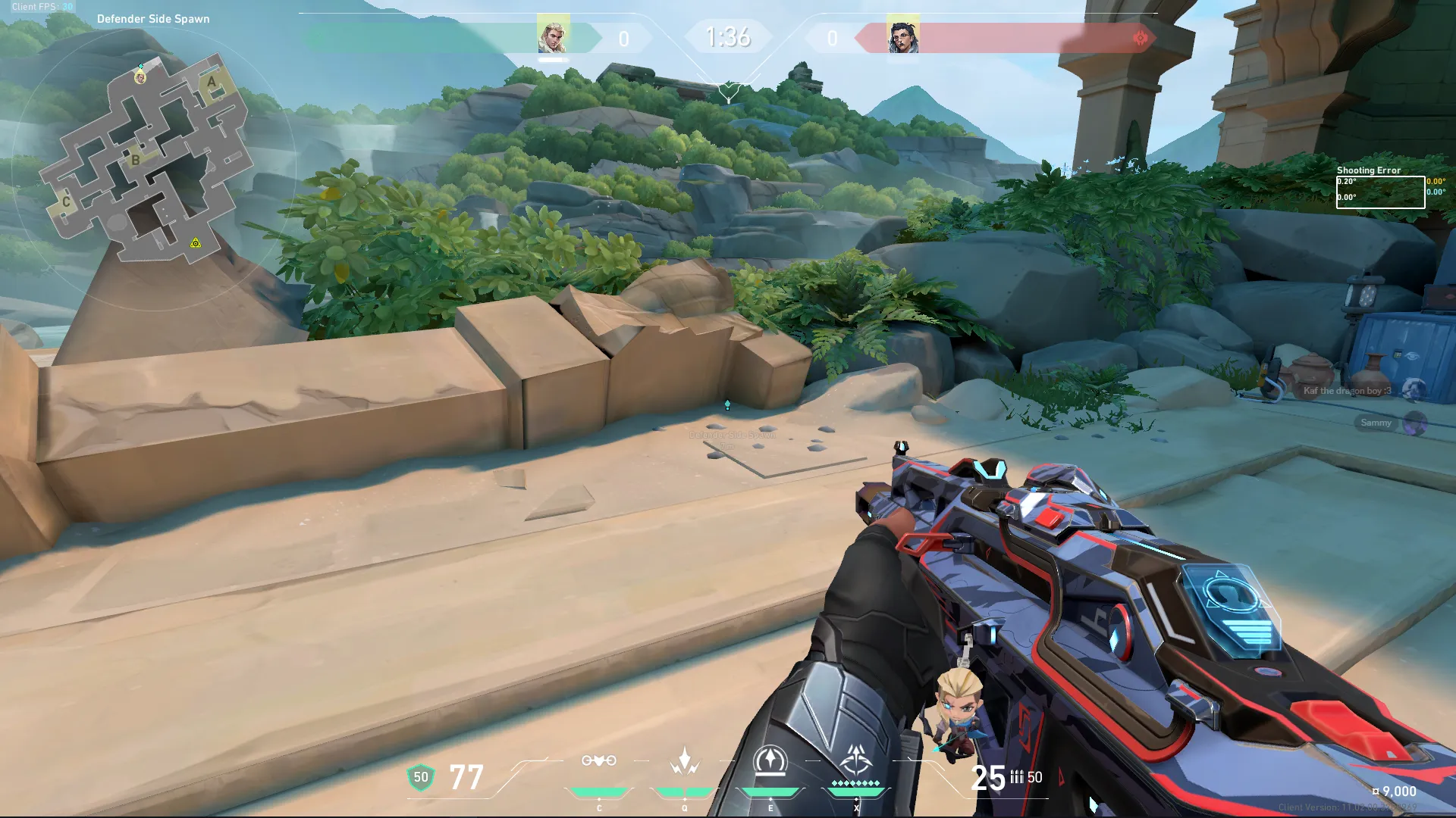 Early Info Attacker Spawn Defending — Sova lineup on Lotus