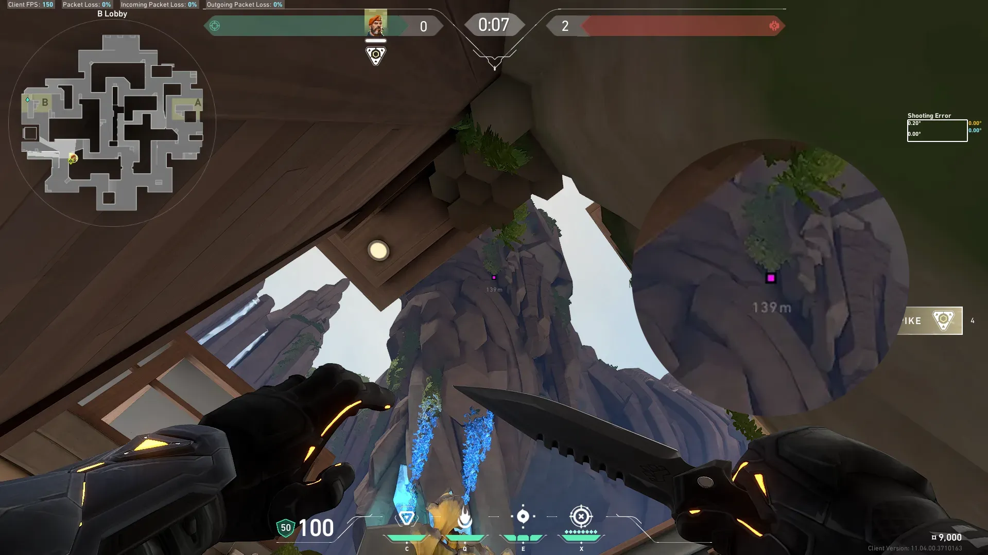 Brimstone Incendiary on Abyss Attack Site B — step 2 of 3: Aim — line up the shot