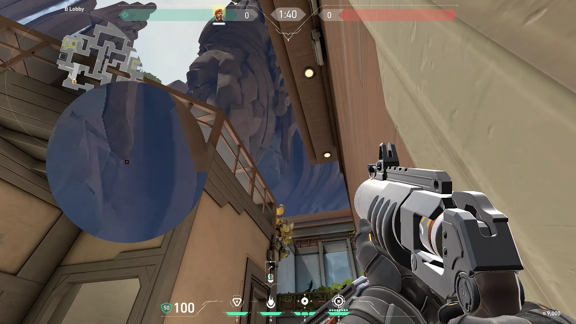 Brimstone Incendiary on Abyss Attack Site B — step 2 of 3: Aim — line up the shot