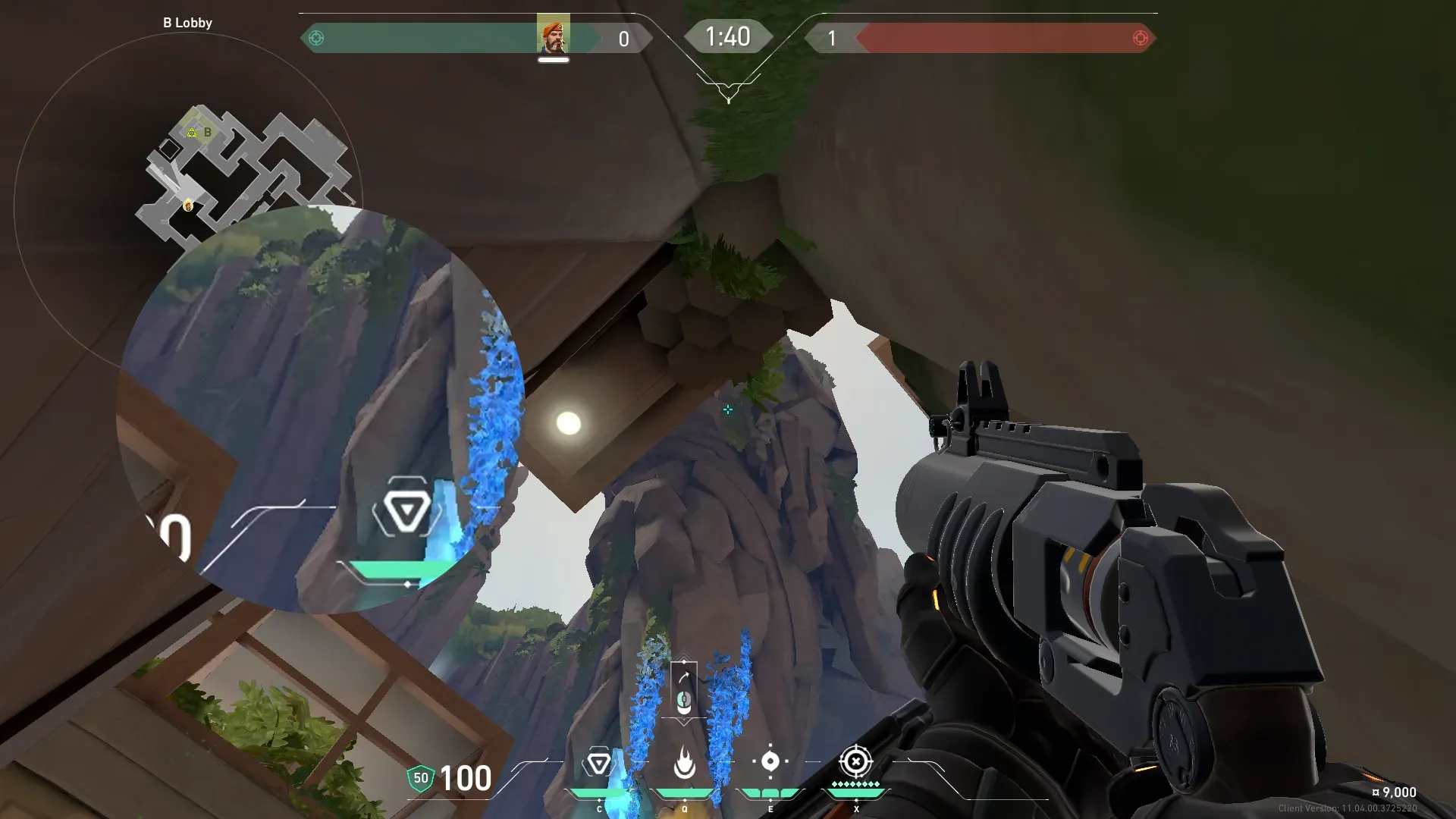Brimstone Incendiary on Abyss Attack Site B — step 2 of 3: Aim — line up the shot
