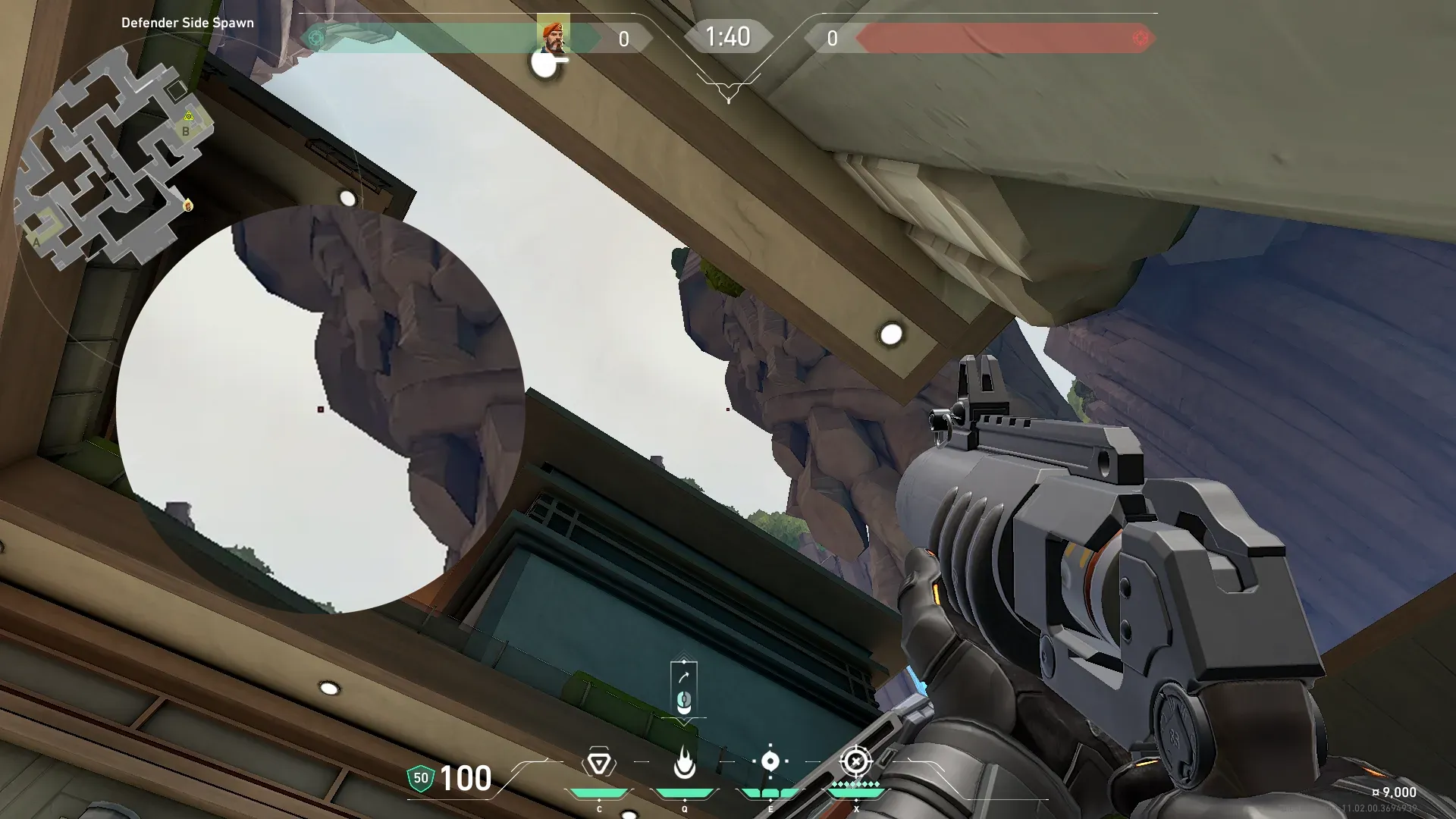 Brimstone Incendiary on Abyss Attack Site B — step 2 of 3: Aim — line up the shot