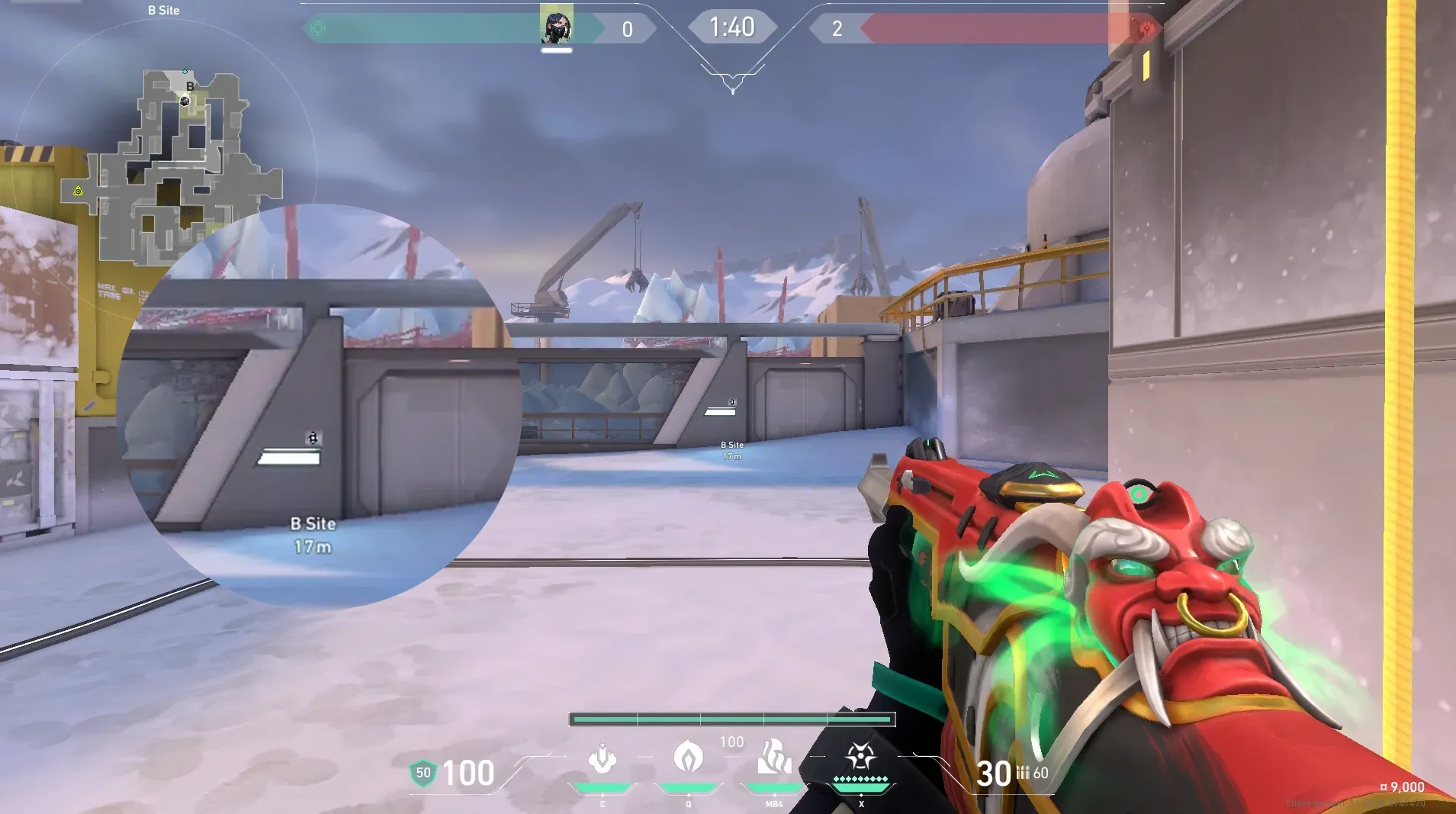 B Site Defence Wall (goated) — Viper lineup on Icebox