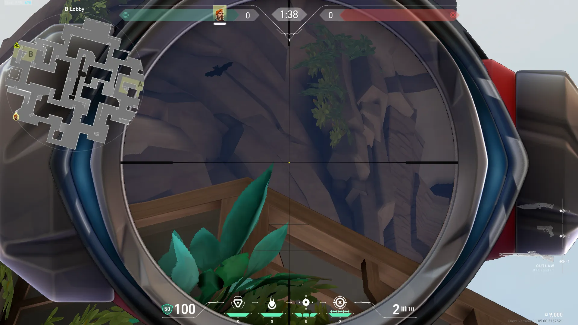 Brimstone Incendiary on Abyss Attack Site B — step 2 of 4: Aim — line up the shot