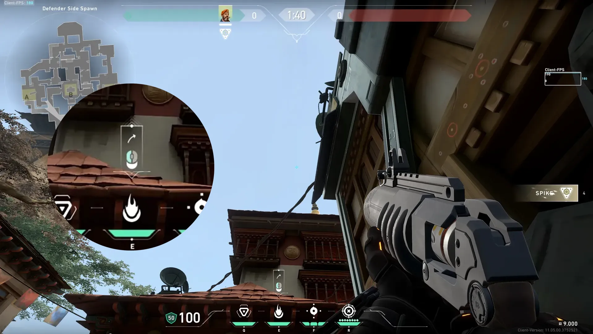 Brimstone Incendiary on Haven Defense Site B — step 3 of 4: Aim — line up the shot