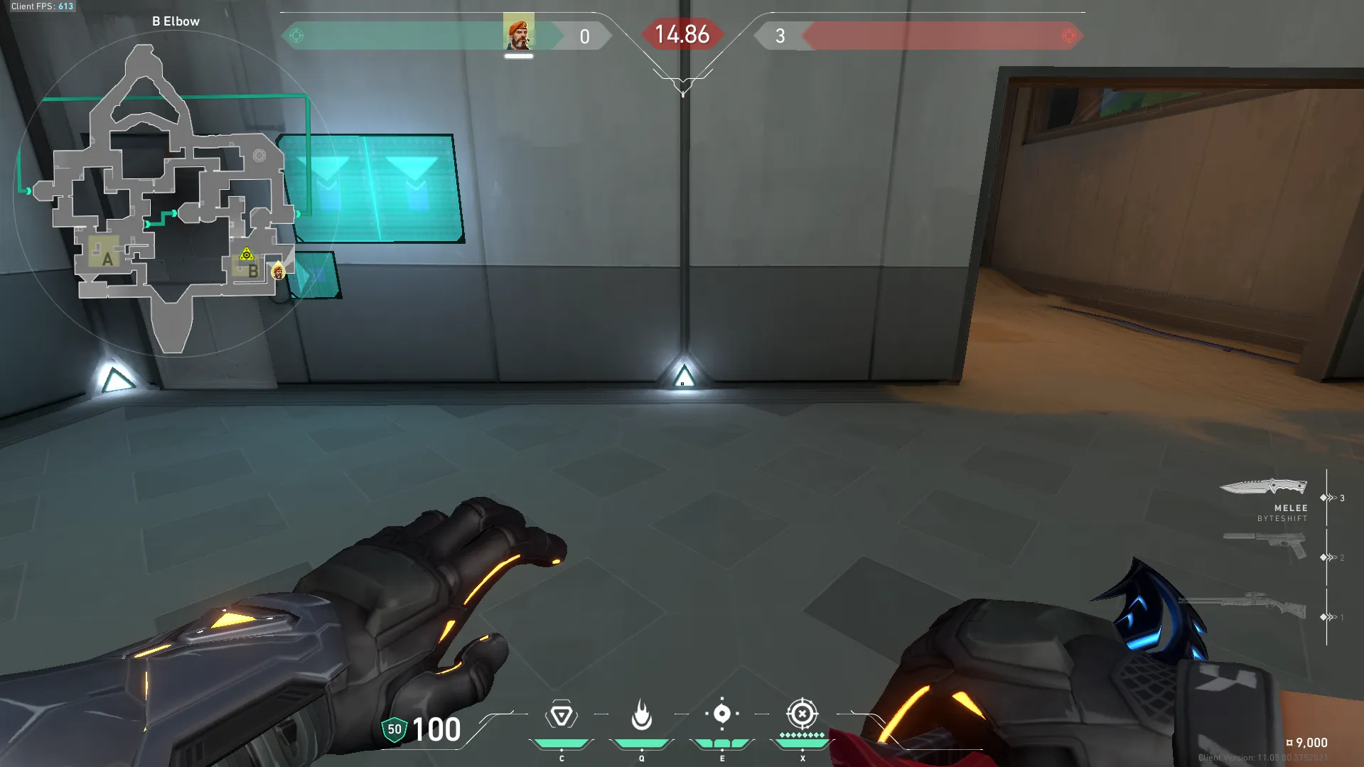 B Elbow to B Default Stall Defuse — Brimstone lineup on Bind