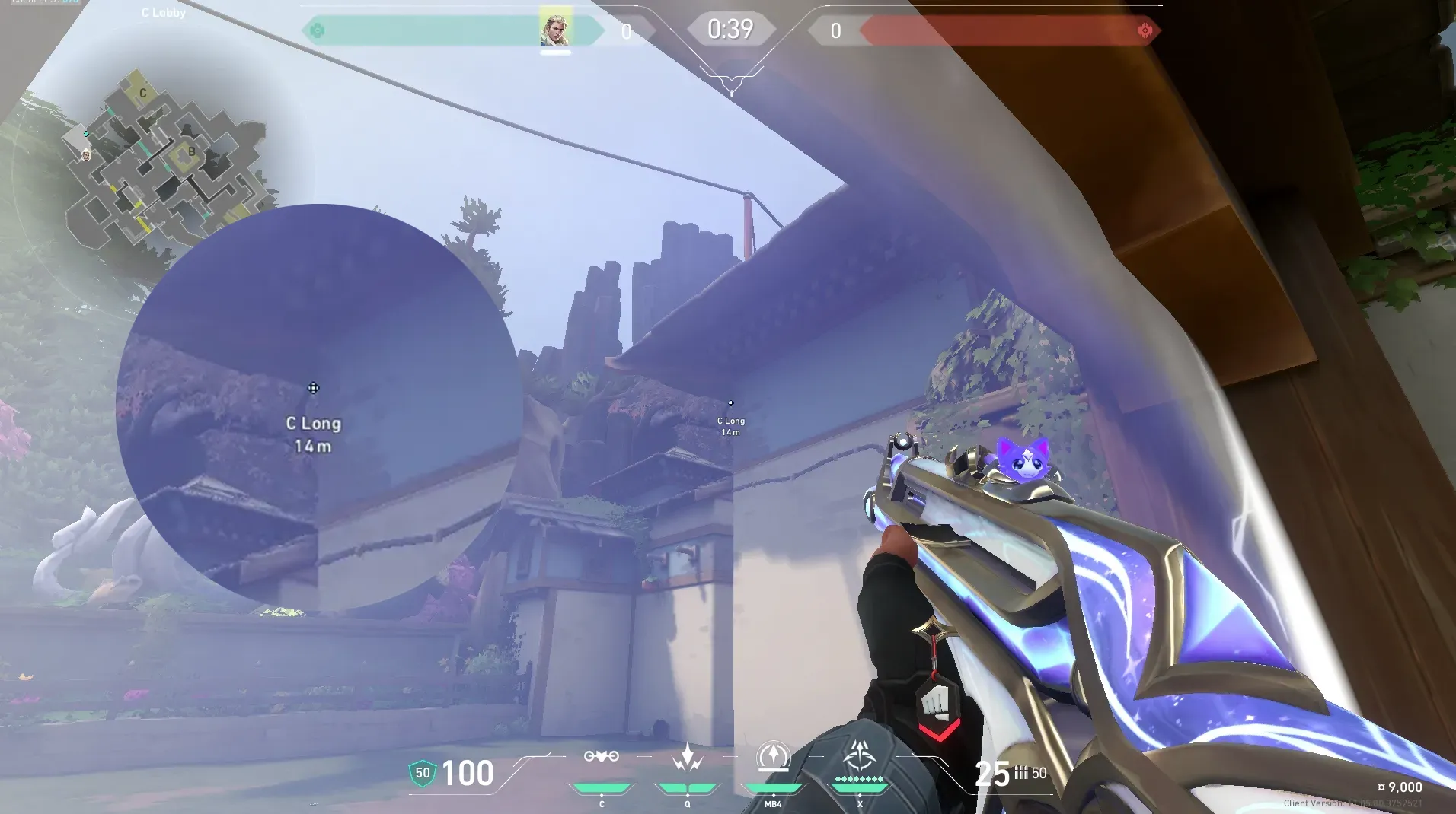 Sova Shock Bolt on Haven Attack Site C — step 3 of 8: Aim — line up the shot
