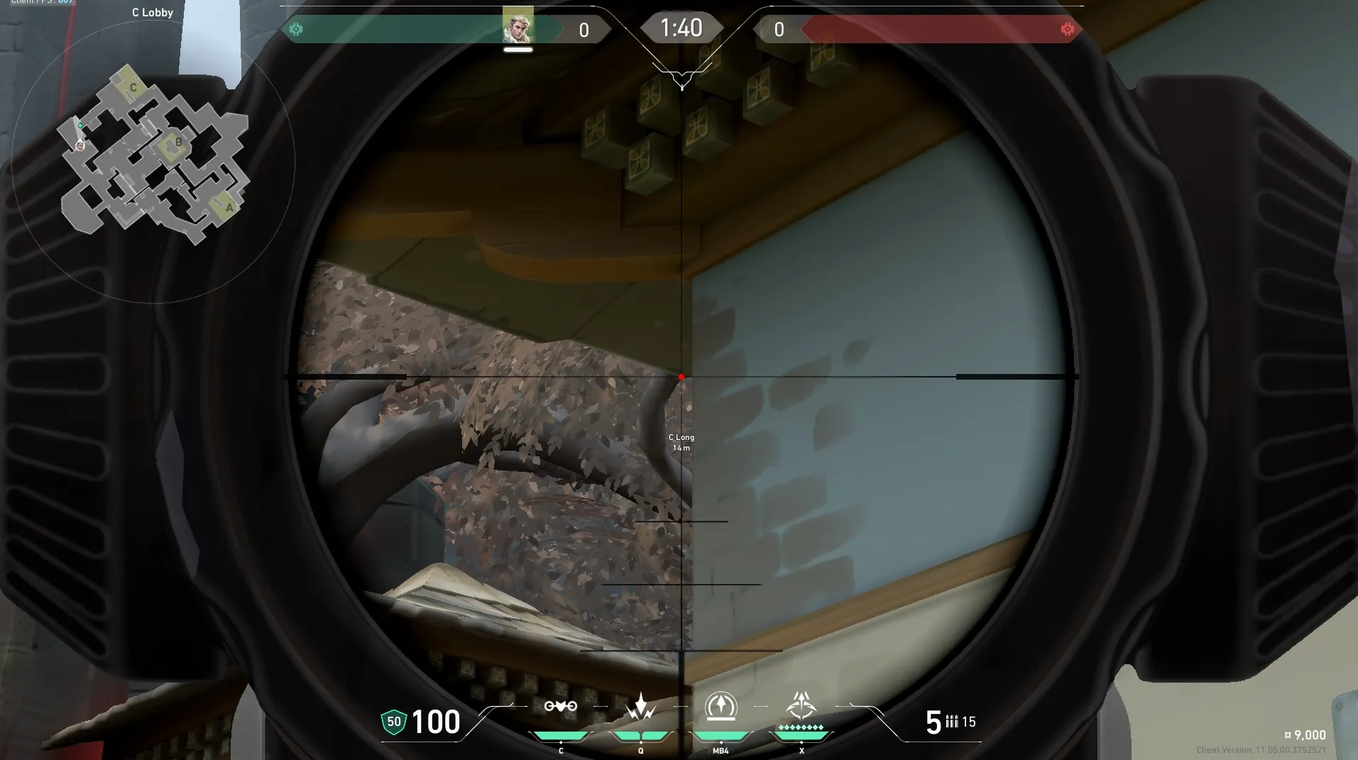 Sova Shock Bolt on Haven Attack Site C — step 4 of 8: Aim — line up the shot