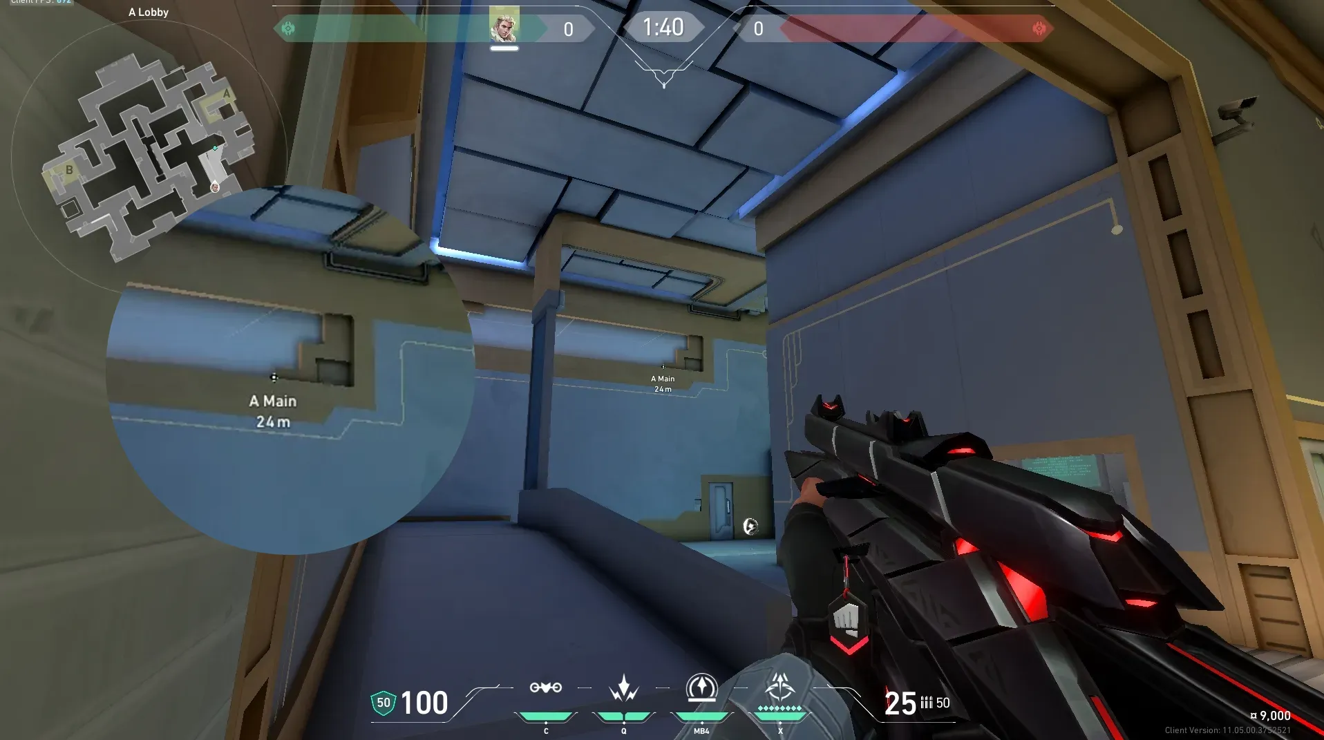 Sova Recon Bolt on Abyss Attack Site A — step 2 of 5: Aim — line up the shot