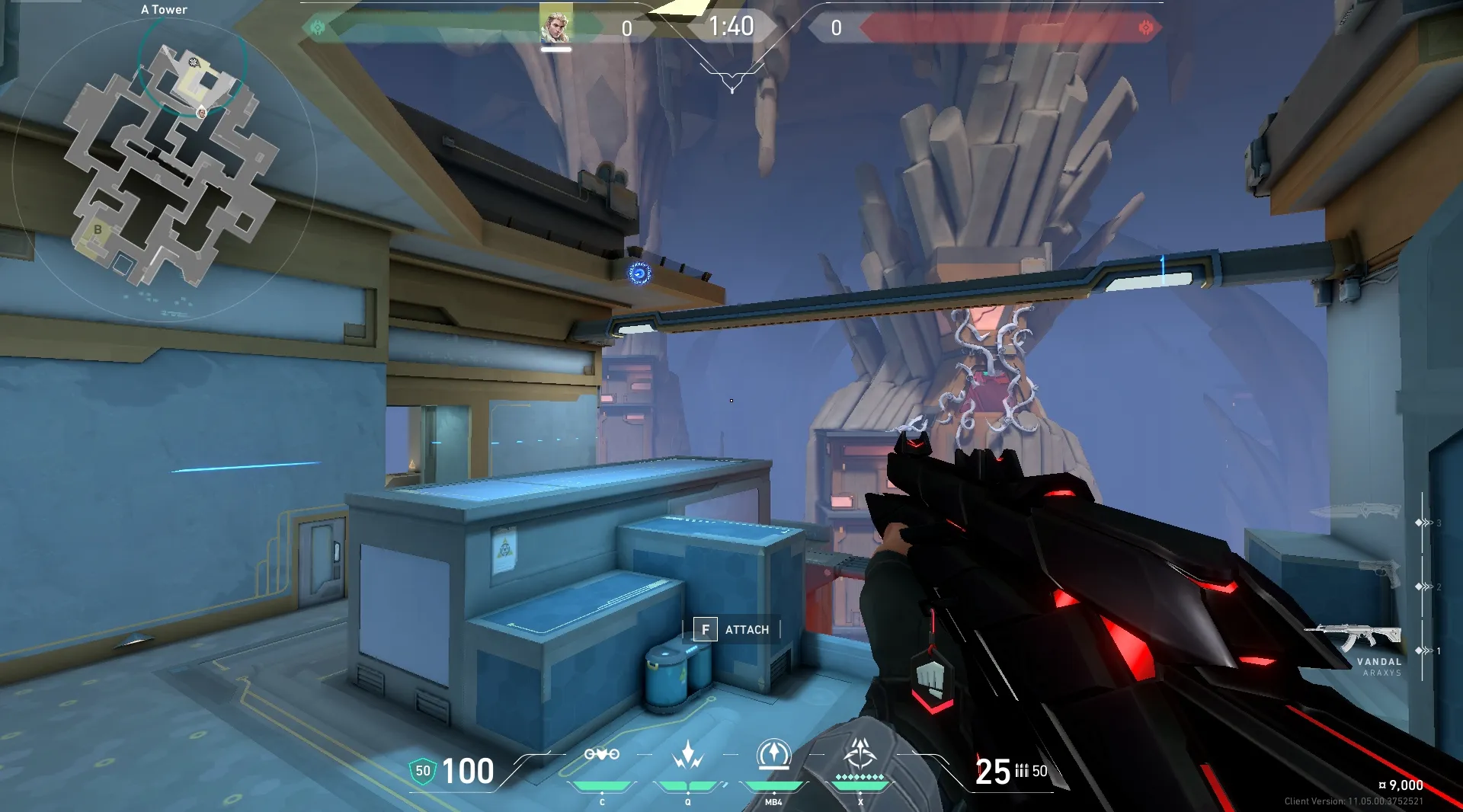 Sova Recon Bolt on Abyss Attack Site A — step 5 of 6: Aim — line up the shot