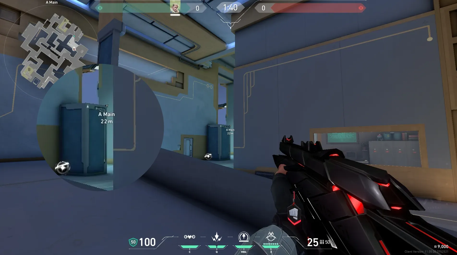 Sova Recon Bolt on Abyss Attack Site A — step 3 of 6: Aim — line up the shot