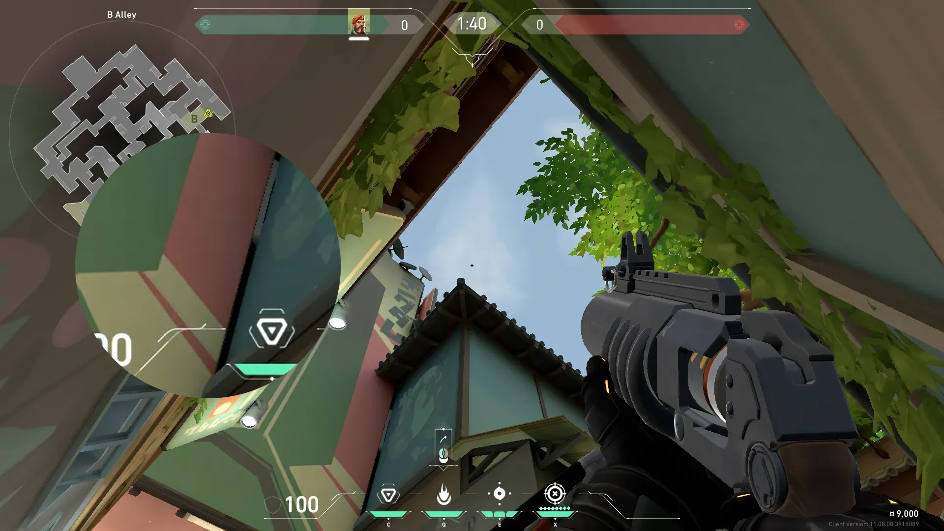 Brimstone Incendiary on Split Defense Site B — step 2 of 3: Aim — line up the shot