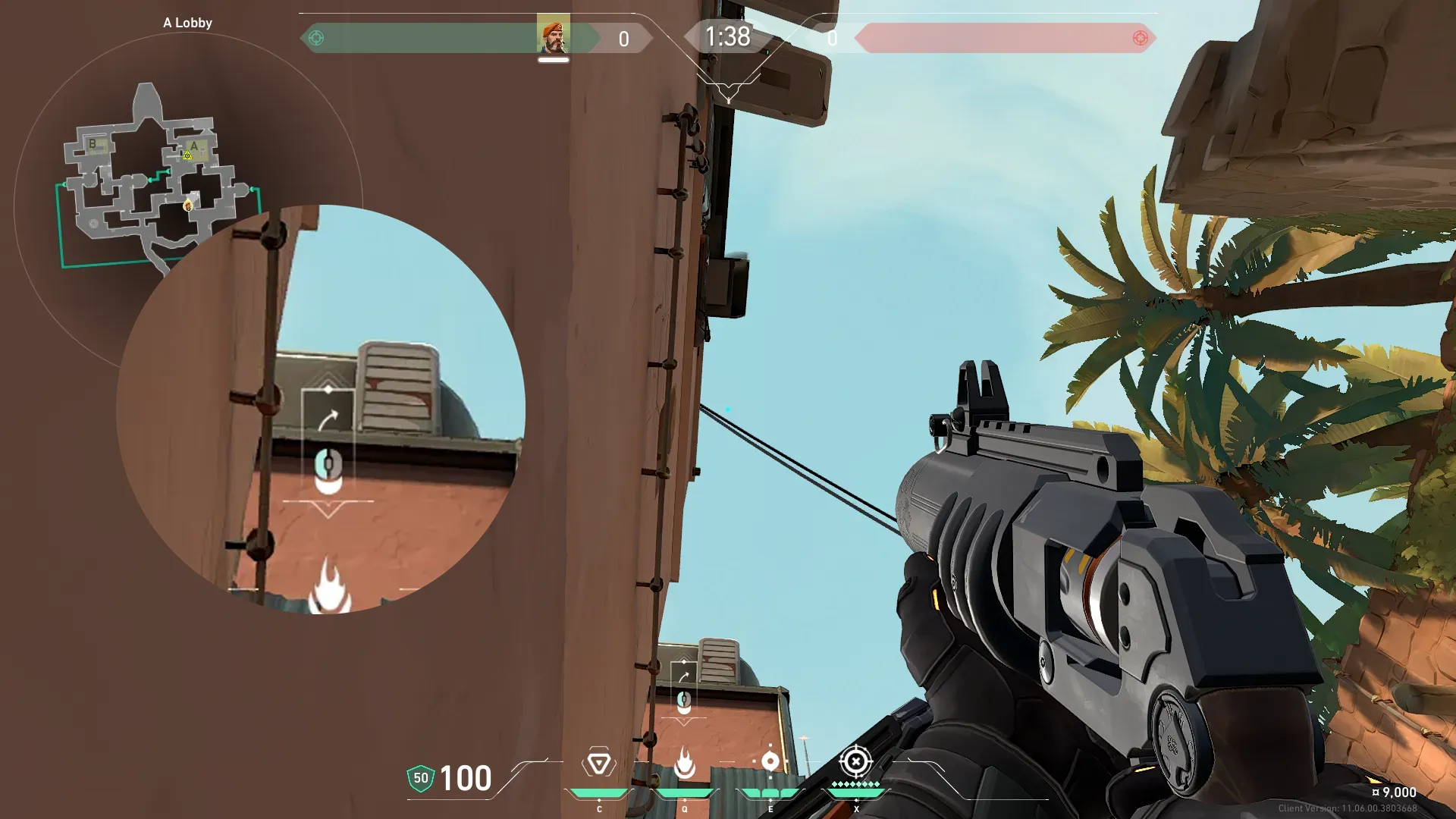 Brimstone Incendiary on Bind Attack Site A — step 2 of 3: Aim — line up the shot