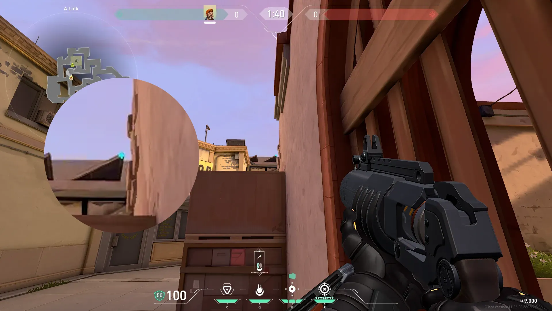 Brimstone Incendiary on Sunset Defense Site A — step 2 of 3: Aim — line up the shot