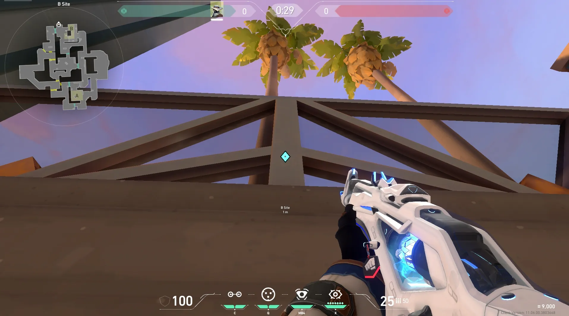 Cypher Cyber Cage on Sunset Defense Site B — step 2 of 7: Aim — line up the shot