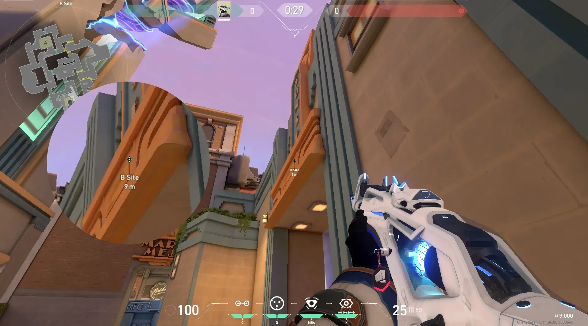 Cypher Cyber Cage on Sunset Defense Site B — step 3 of 7: Aim — line up the shot