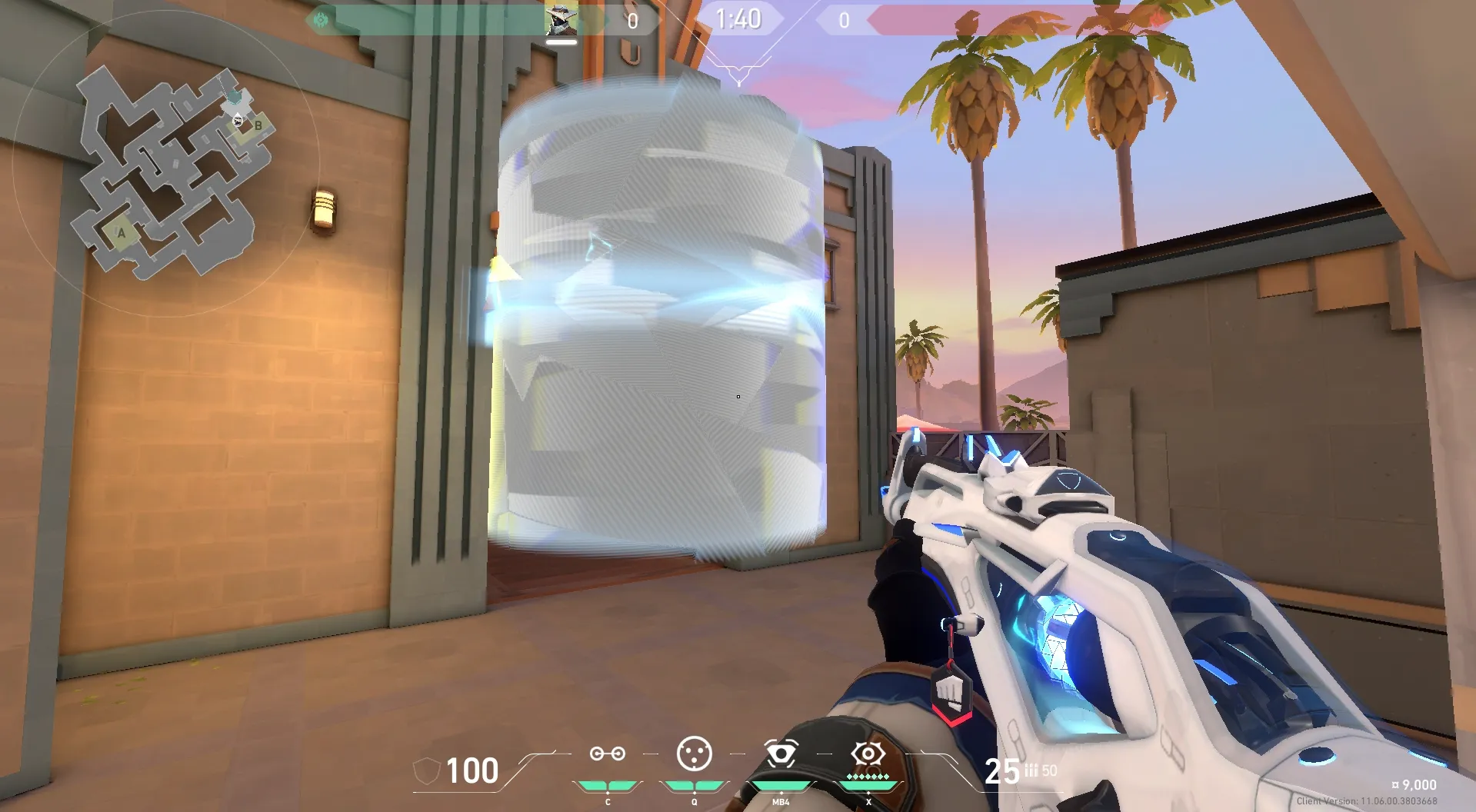 Cypher Cyber Cage on Sunset Defense Site B — step 6 of 7: Aim — line up the shot