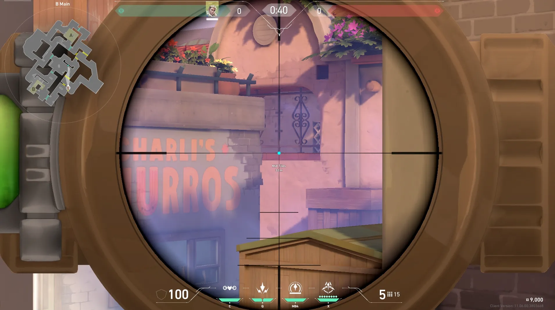 Sova Shock Bolt on Sunset Attack Site B — step 3 of 5: Aim — line up the shot