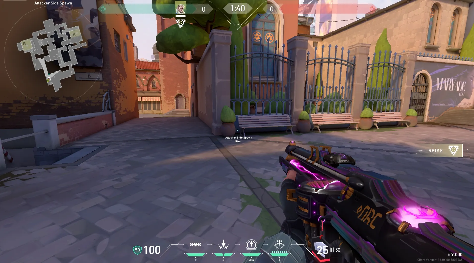 Attacker Spawn to A Main / Wine — Sova lineup on Ascent