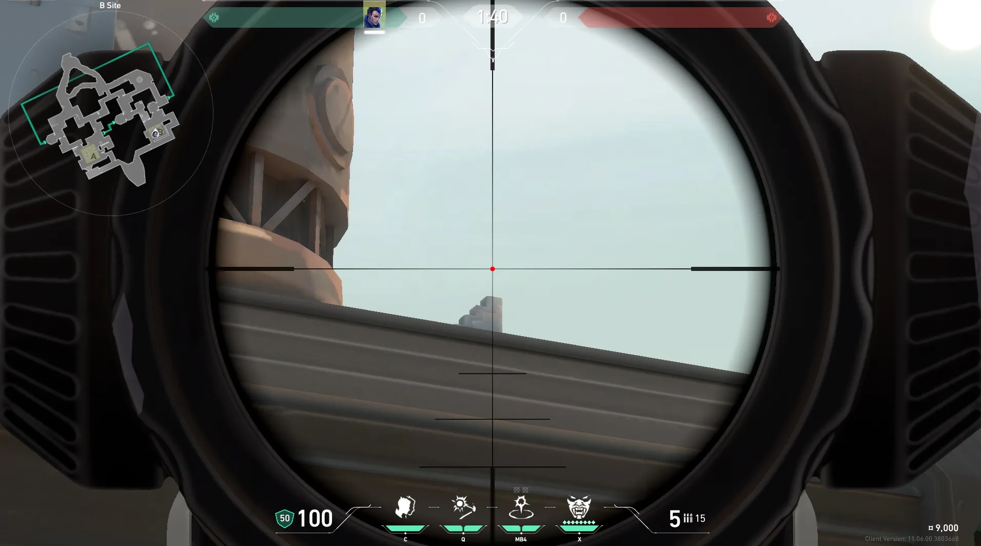 Yoru Blindside on Bind Defense Site B — step 3 of 5: Aim — line up the shot
