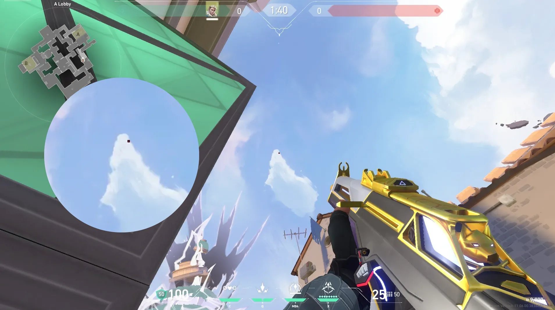 Sova Shock Bolt on Ascent Attack Site A — step 3 of 7: Aim — line up the shot