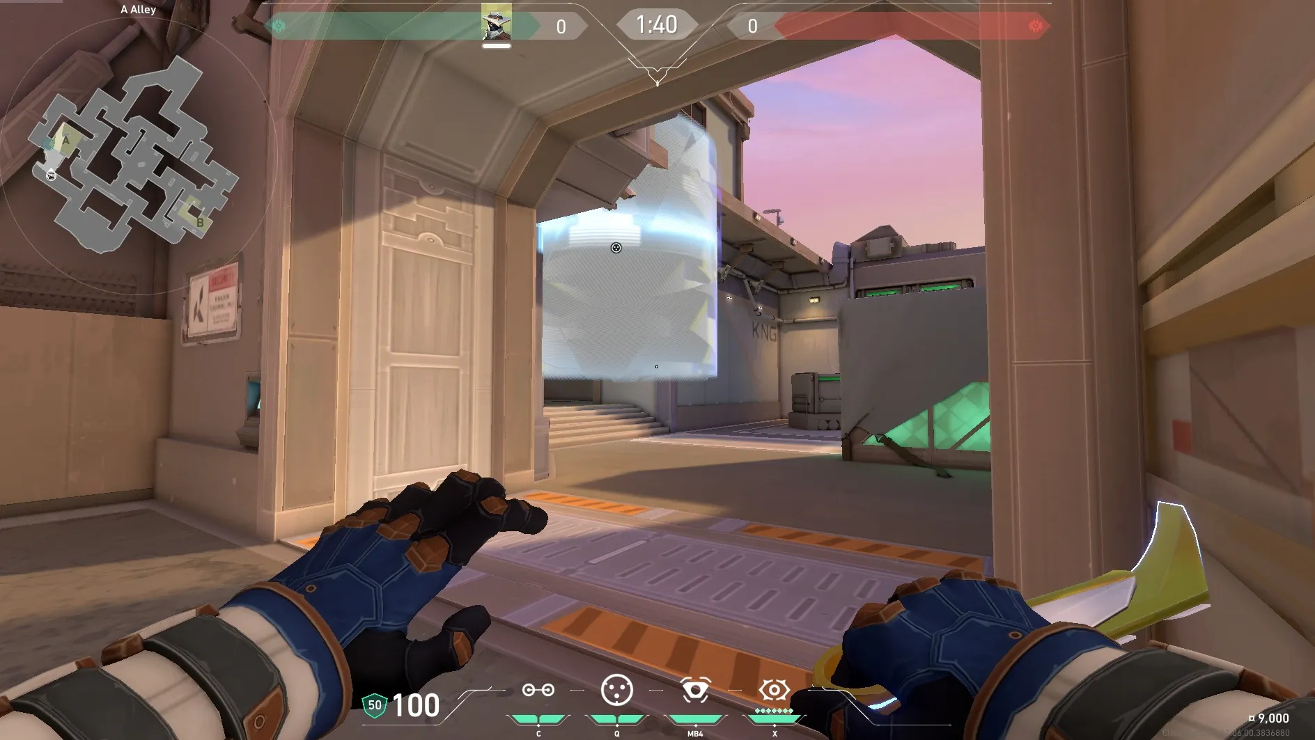 Cypher Cyber Cage on Sunset Defense Site A — step 4 of 6: Aim — line up the shot