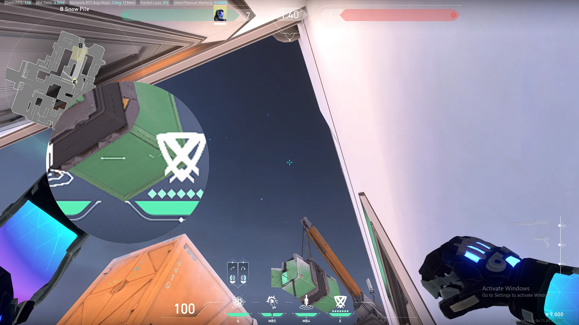 KAY/O Frag_Ment on Icebox Attack Site B — step 2 of 3: Aim — line up the shot