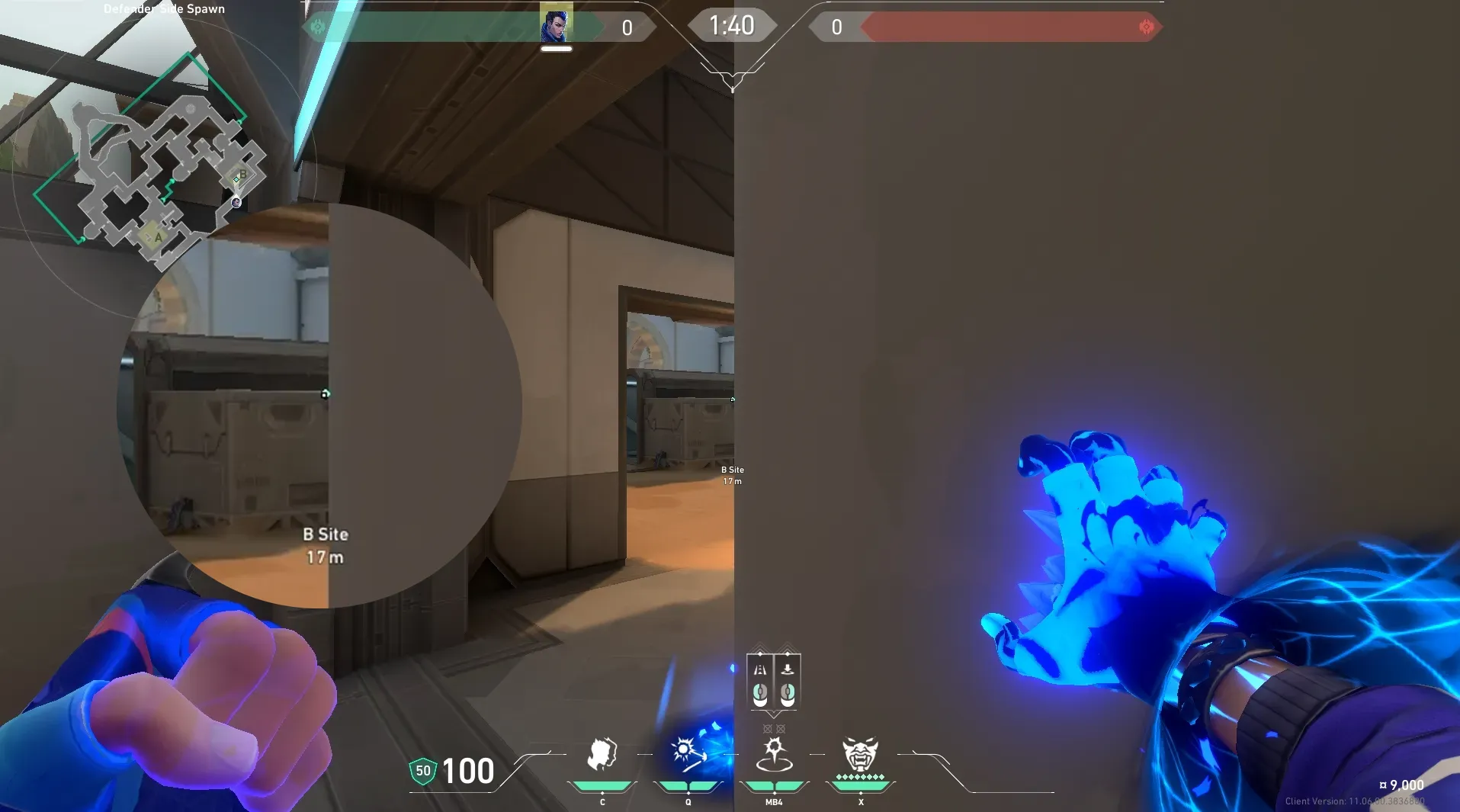 Yoru Gatecrash on Bind Defense Site B — step 2 of 3: Aim — line up the shot