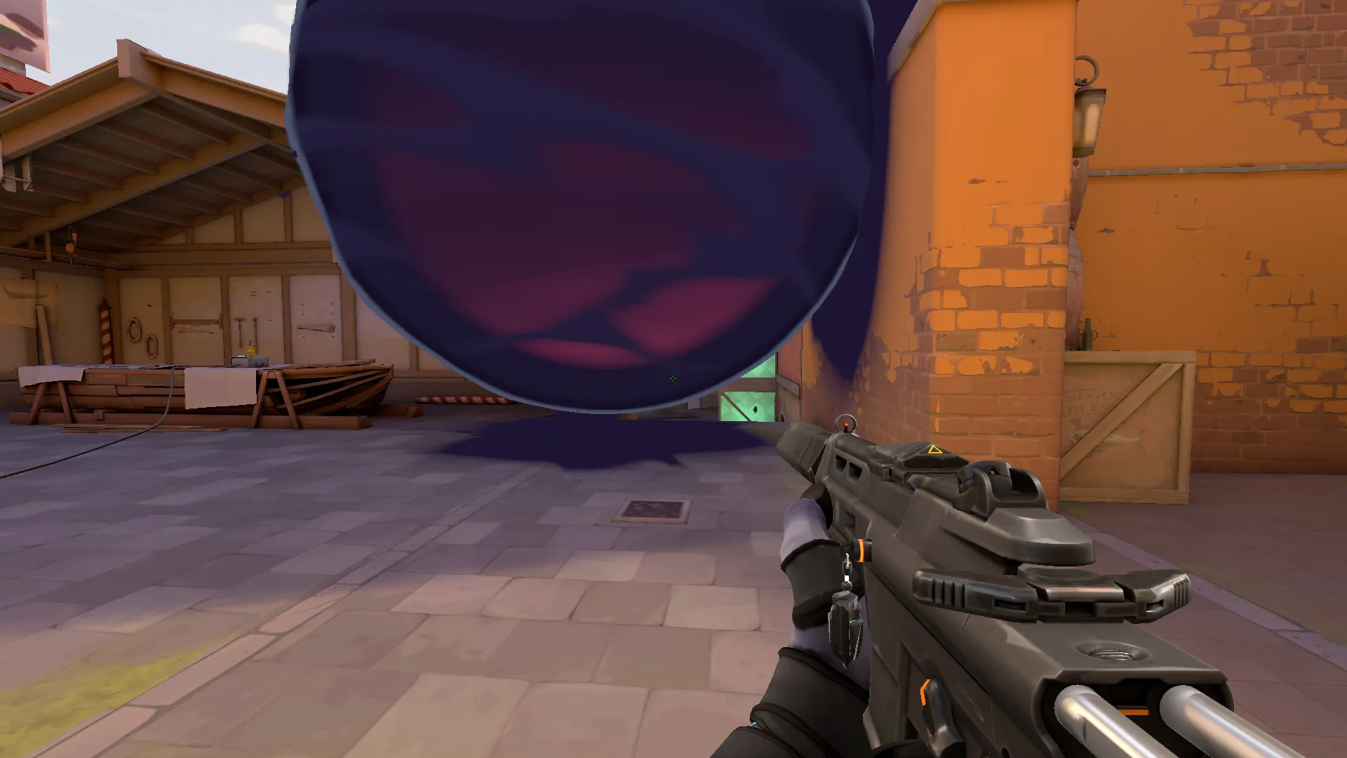Omen Dark Cover on Ascent Defense Site B — step 3 of 4: Aim — line up the shot