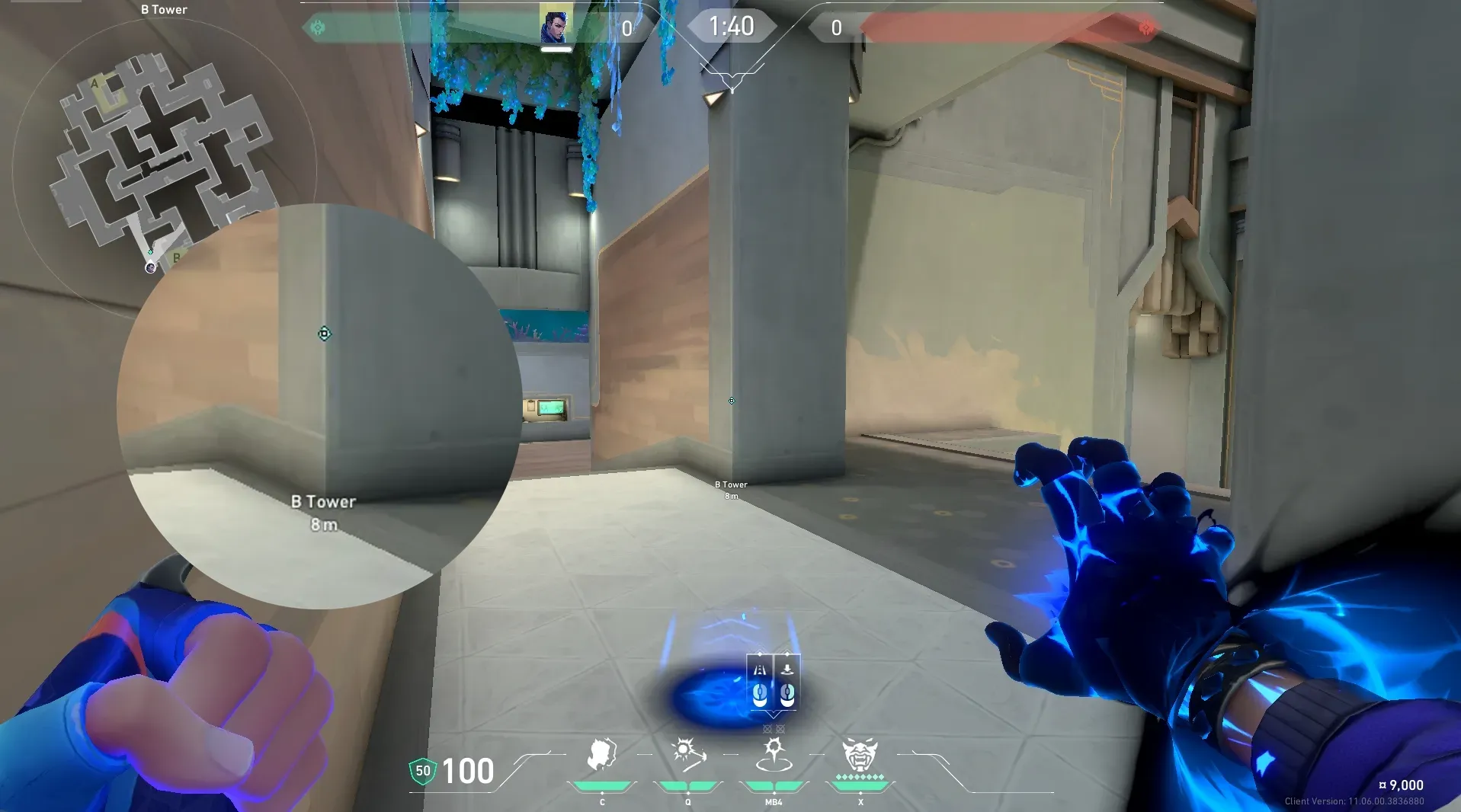 Yoru Gatecrash on Abyss Defense Mid — step 2 of 3: Aim — line up the shot