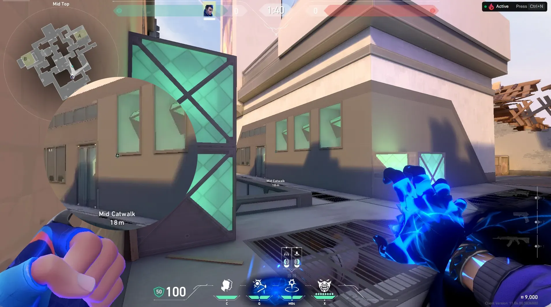 Yoru Gatecrash on Ascent Attack Site A — step 2 of 3: Aim — line up the shot