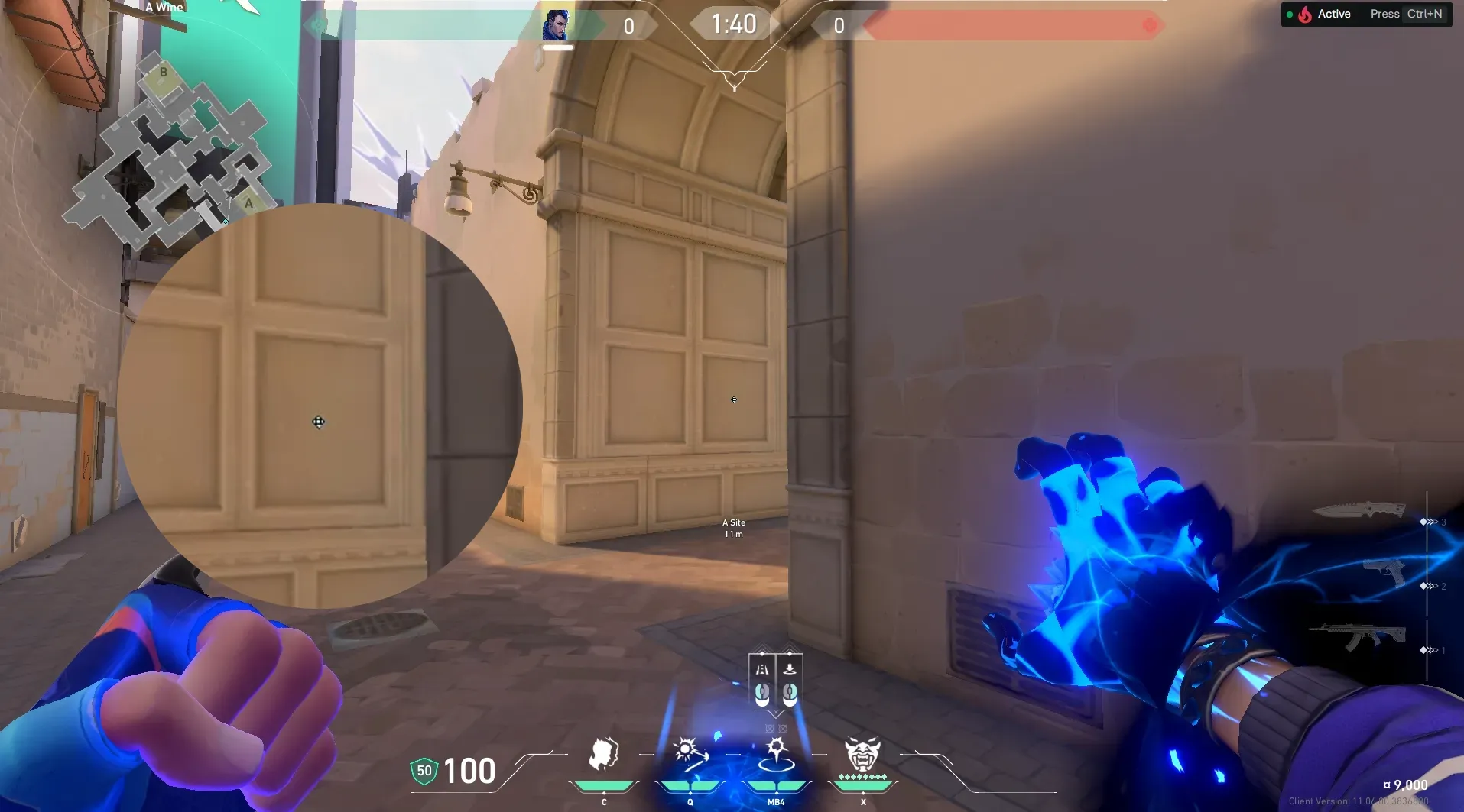 Yoru Gatecrash on Ascent Attack Site A — step 2 of 3: Aim — line up the shot