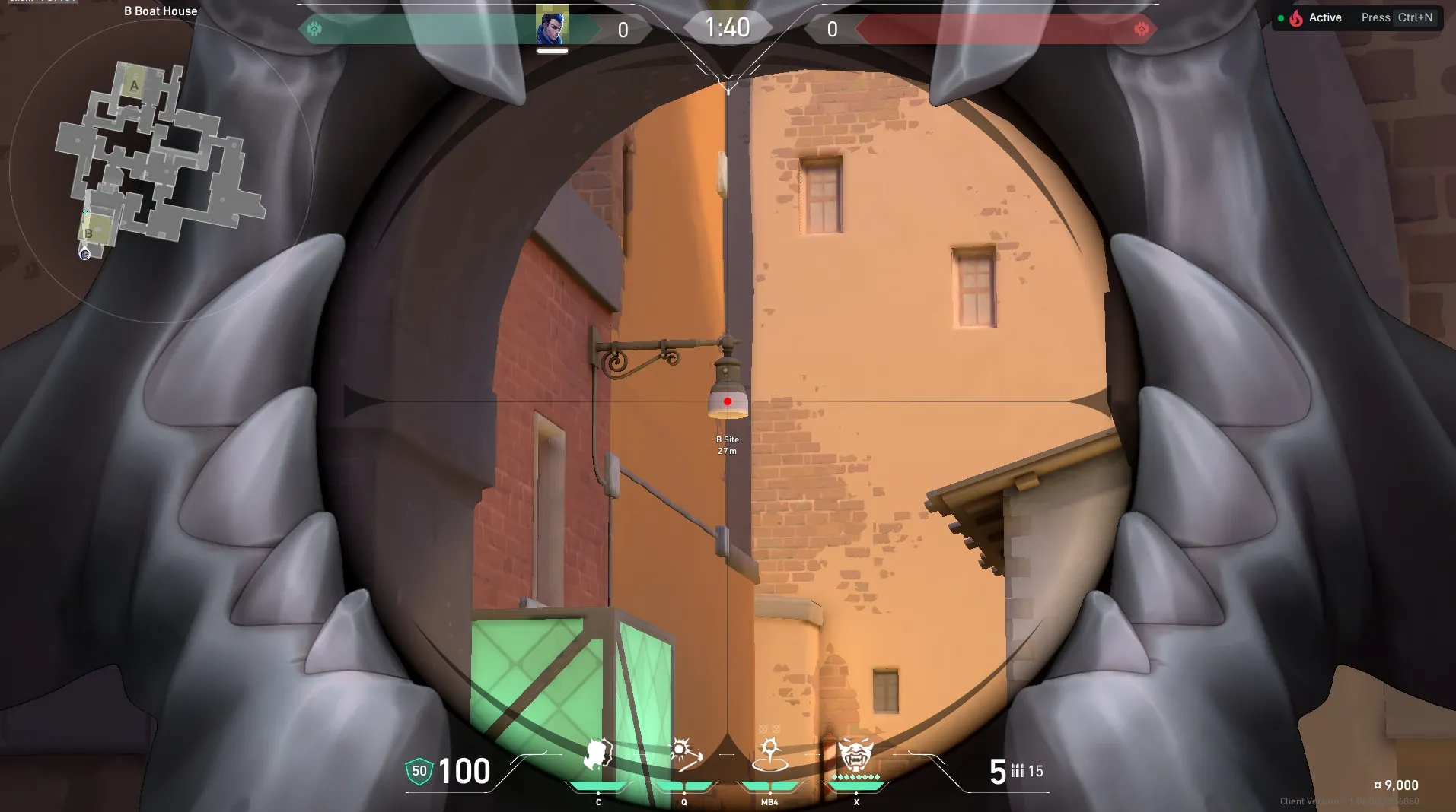 Yoru Gatecrash on Ascent Defense Site A — step 3 of 4: Aim — line up the shot