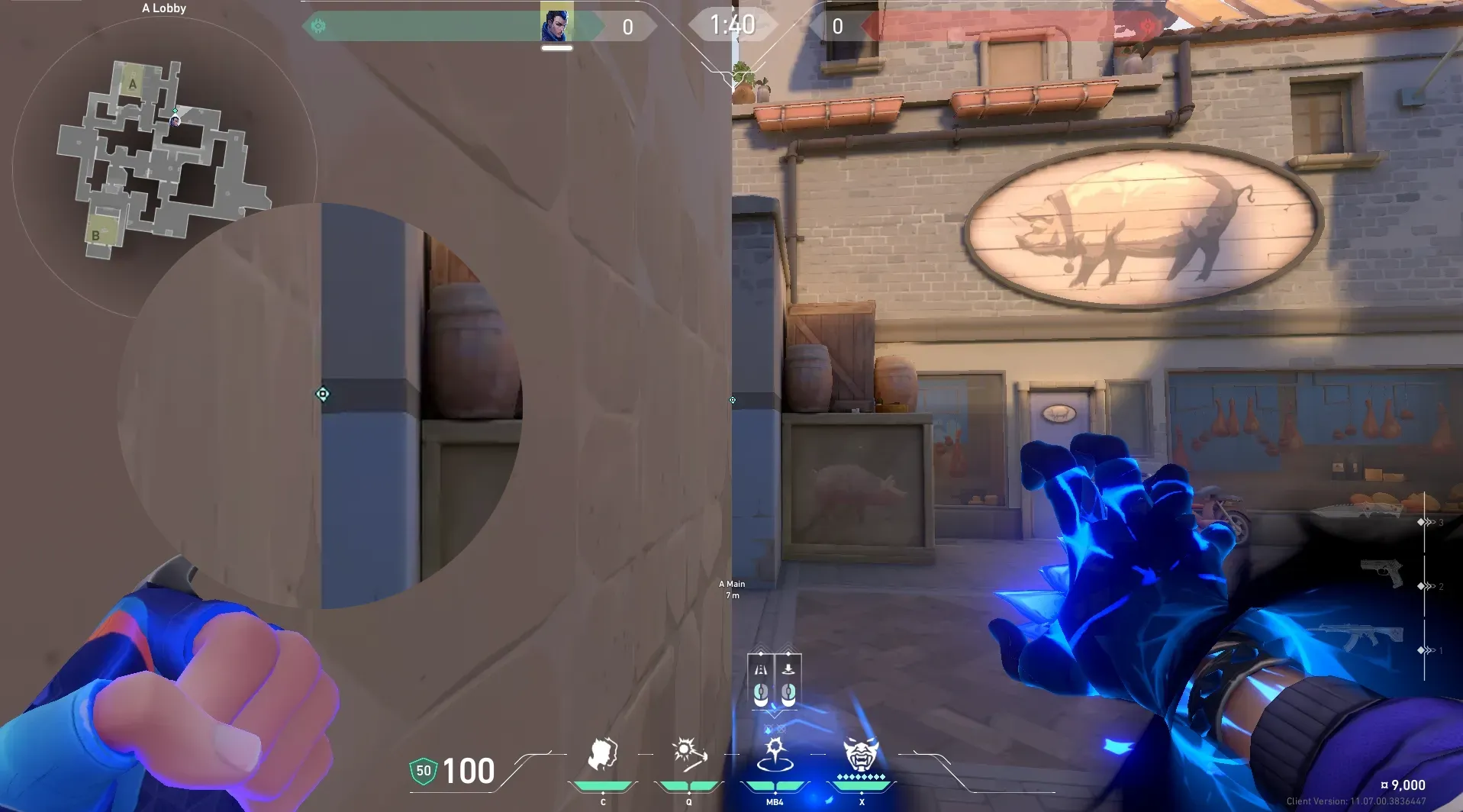 Yoru Gatecrash on Ascent Attack Site A — step 2 of 3: Aim — line up the shot
