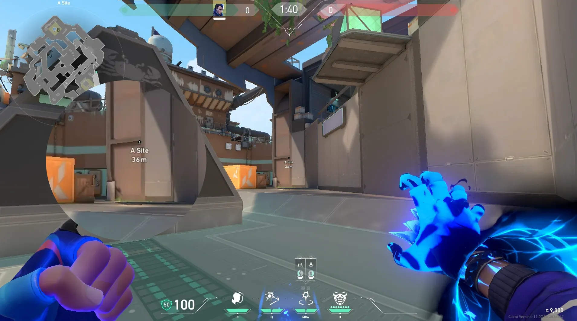 Yoru Gatecrash on Breeze Defense Site A — step 2 of 3: Aim — line up the shot