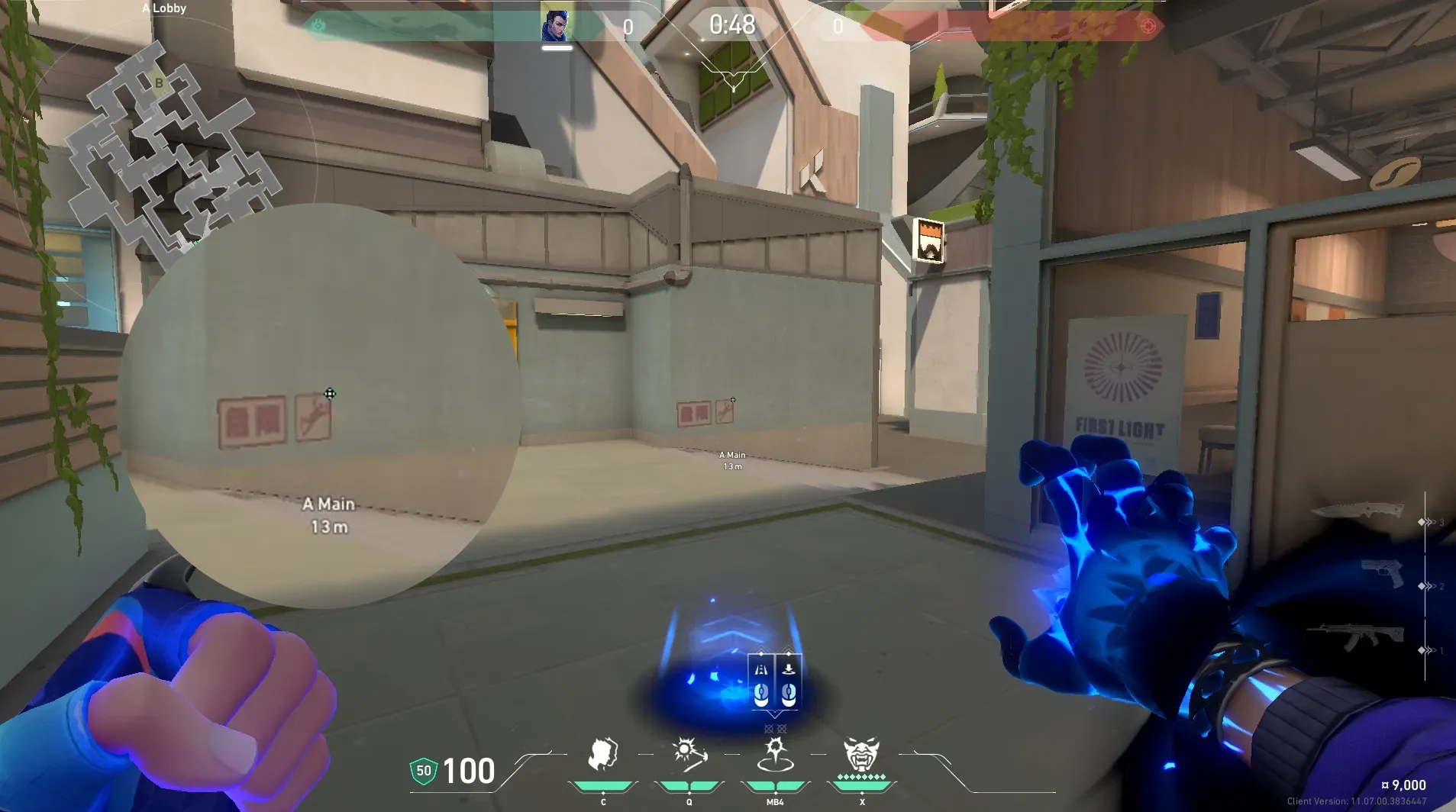 Yoru Gatecrash on Split Attack Site A — step 2 of 3: Aim — line up the shot