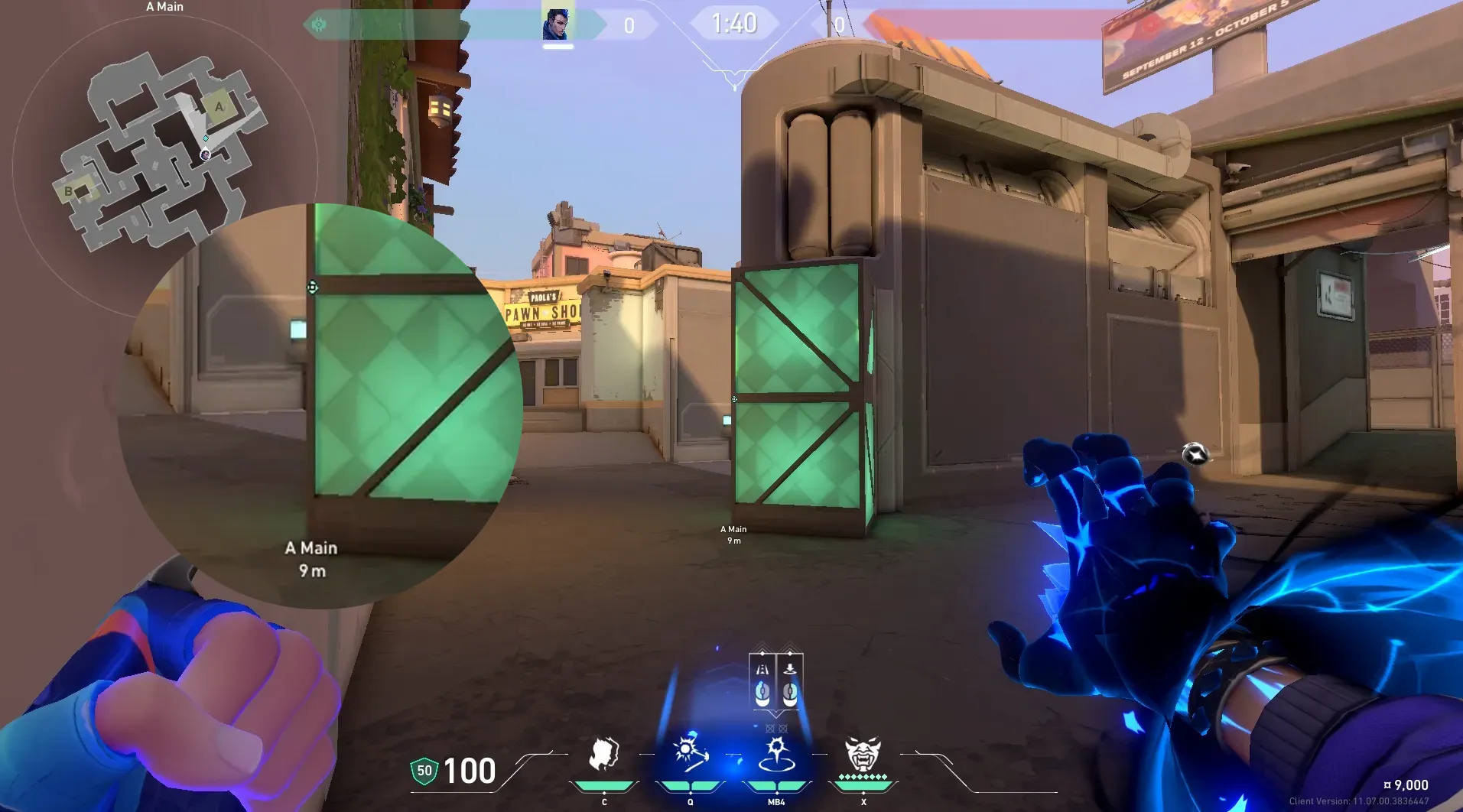 Yoru Gatecrash on Sunset Attack Site A — step 2 of 3: Aim — line up the shot